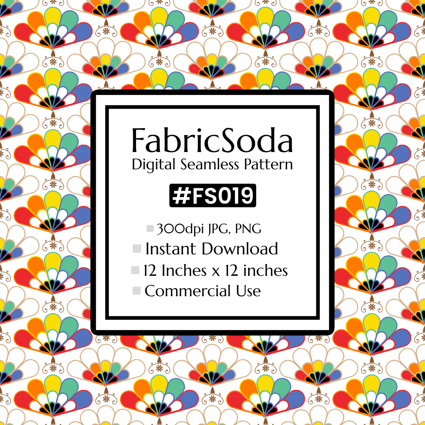 FS019 Japanese Scallops Geometric Seamless Pattern JPG PNG