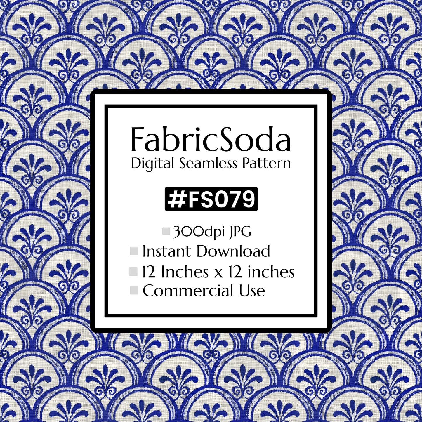 FS079 Japanese Waves Blue Floral Seamless Pattern JPG