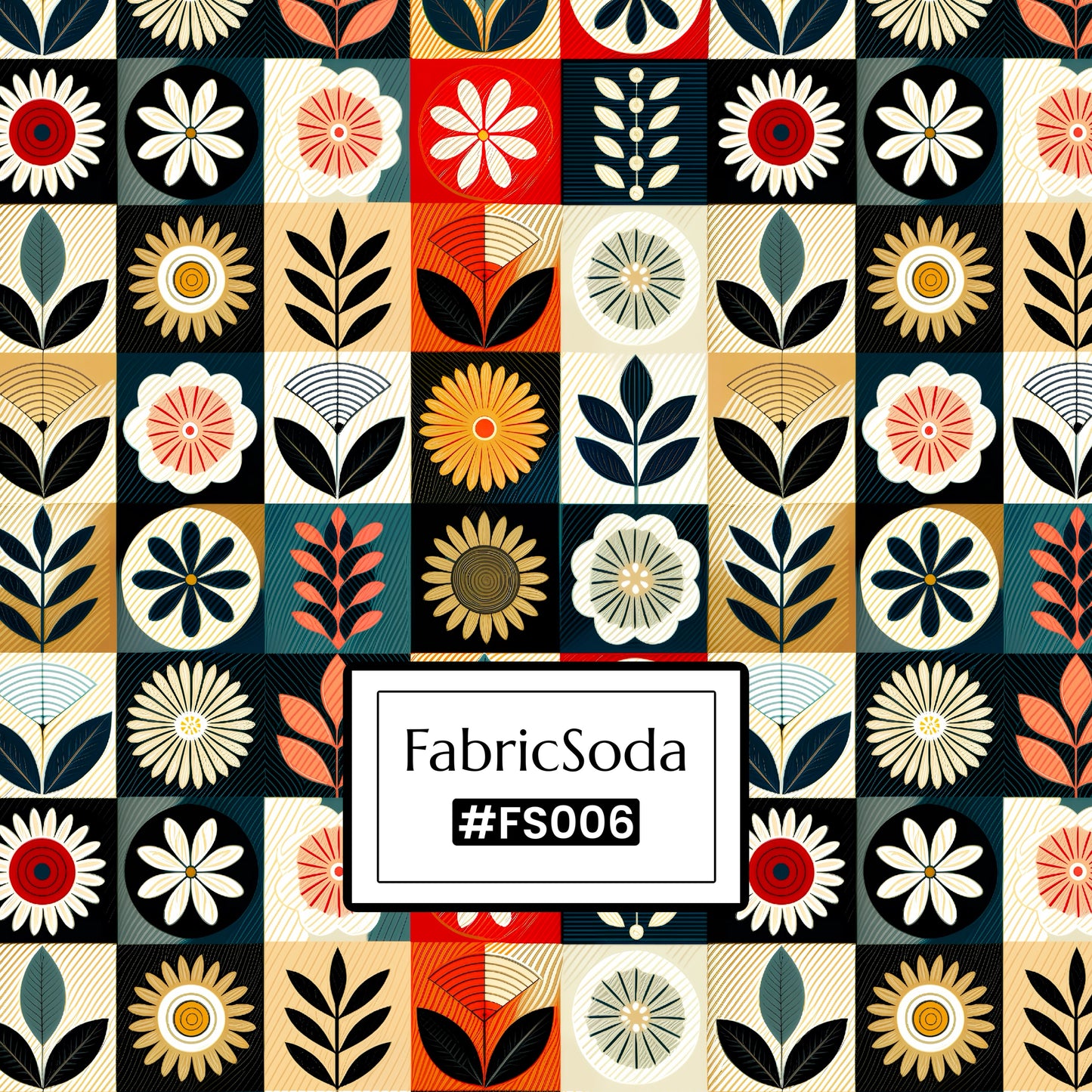 FS006 Floral Plaid Cotton Printed Fabric Cotton Canvas