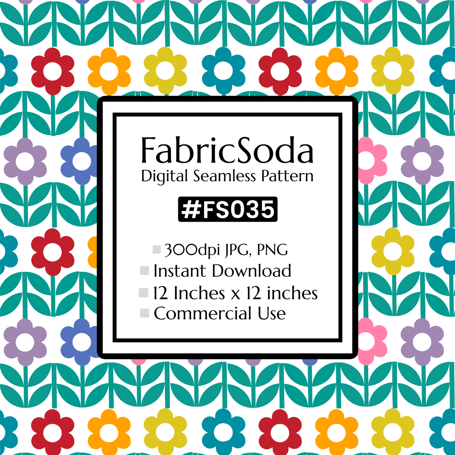 FS035 Rainbow Flower Seamless Pattern JPG PNG