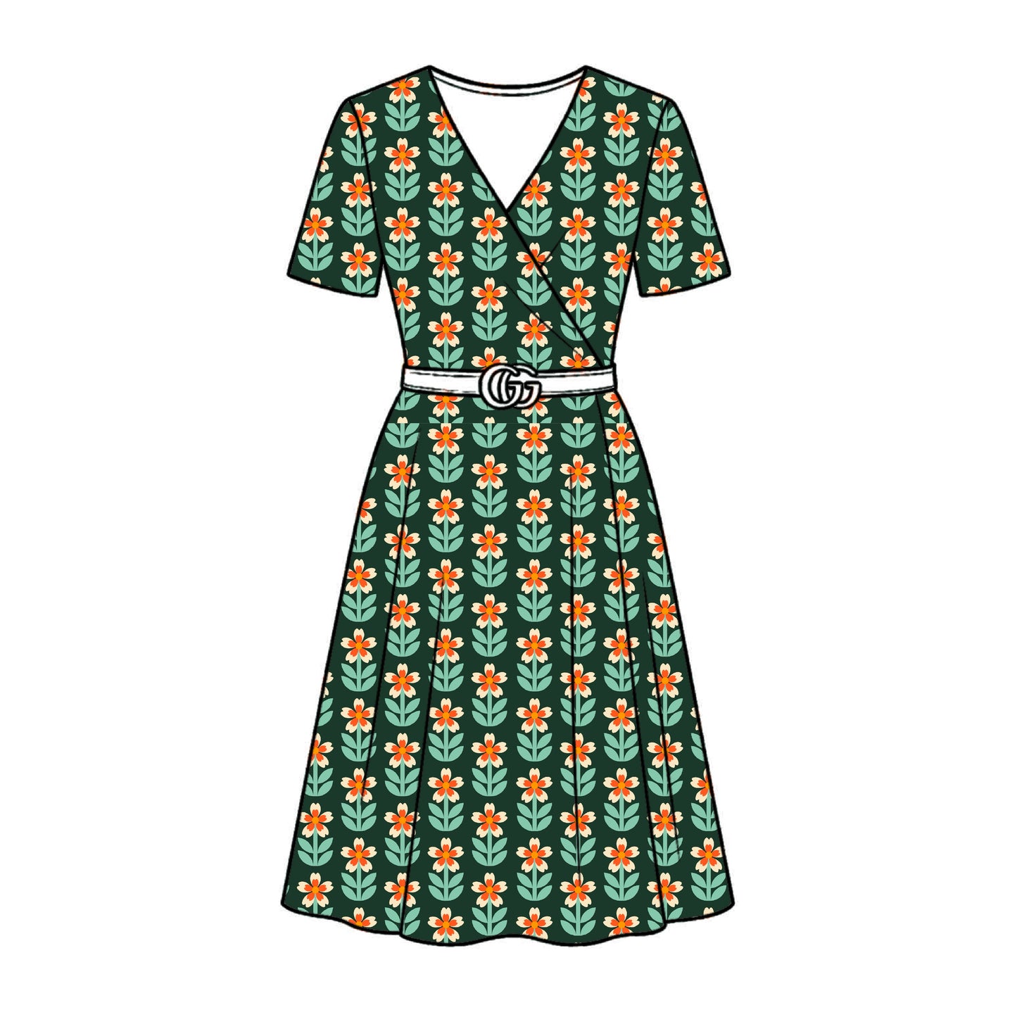 FS033 Green Floral Cotton Printed Fabric