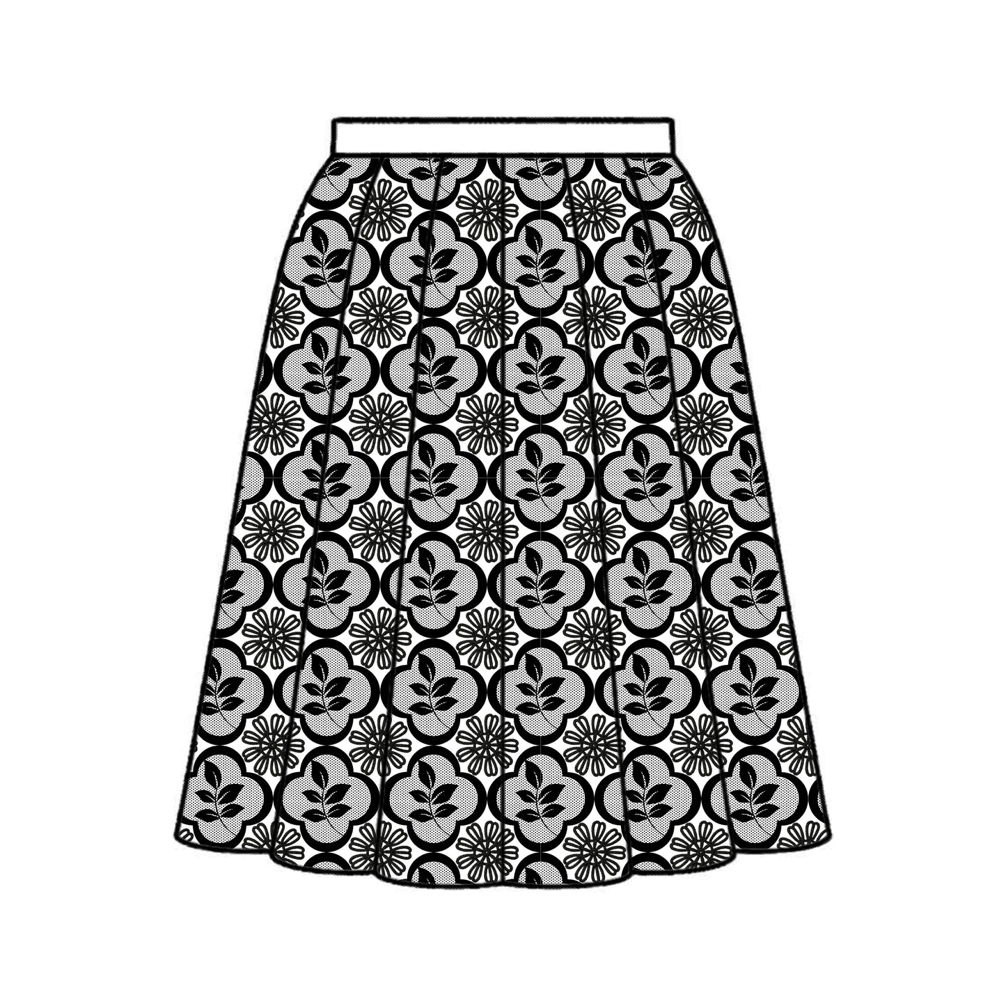 FS029 Black Lace Floral Cotton Printed Fabric by the yard