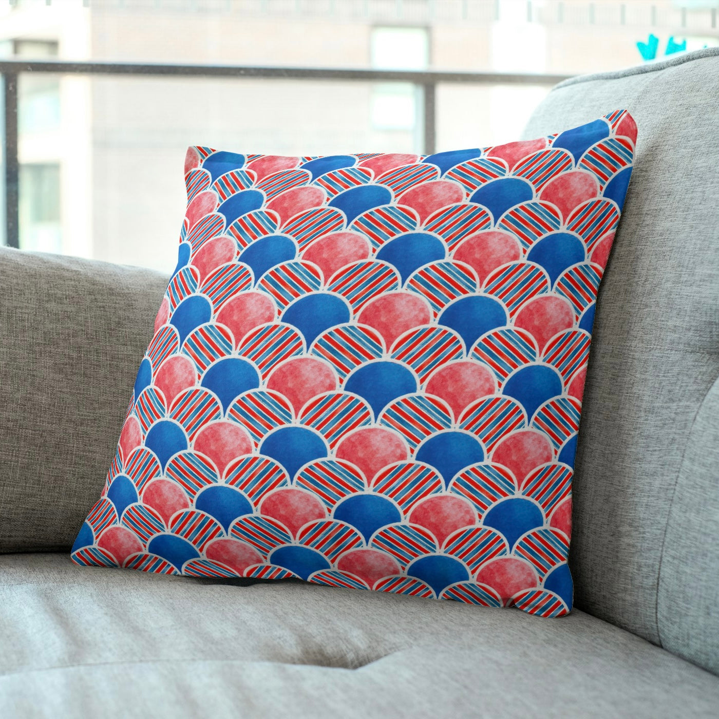 FS039 Red White Blue Japanese Scallops Seamless Pattern JPG