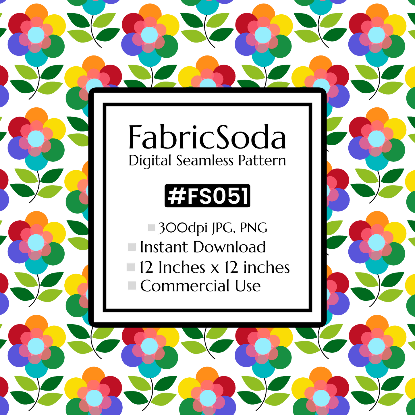 FS051 Rainbow Flower Seamless Pattern JPG PNG