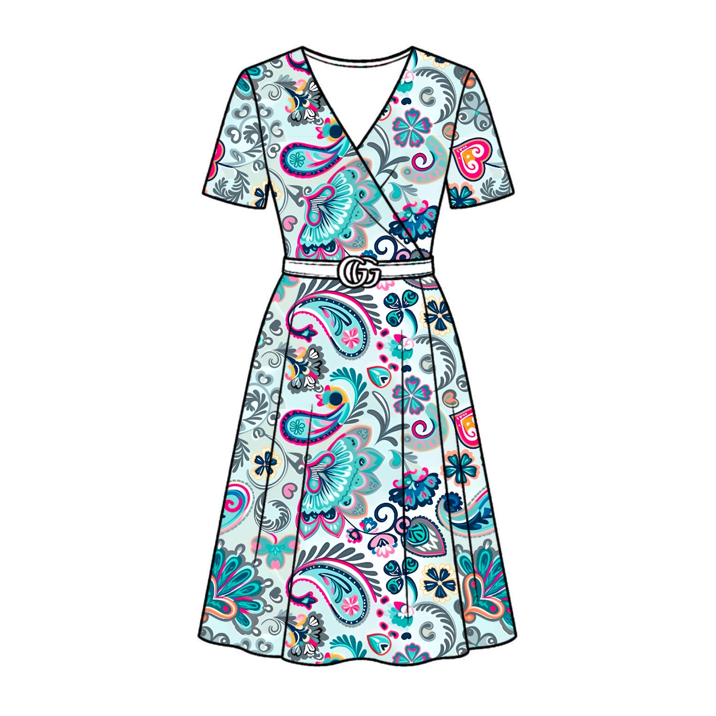 FS013 Blue Paisley Cotton Printed Fabric