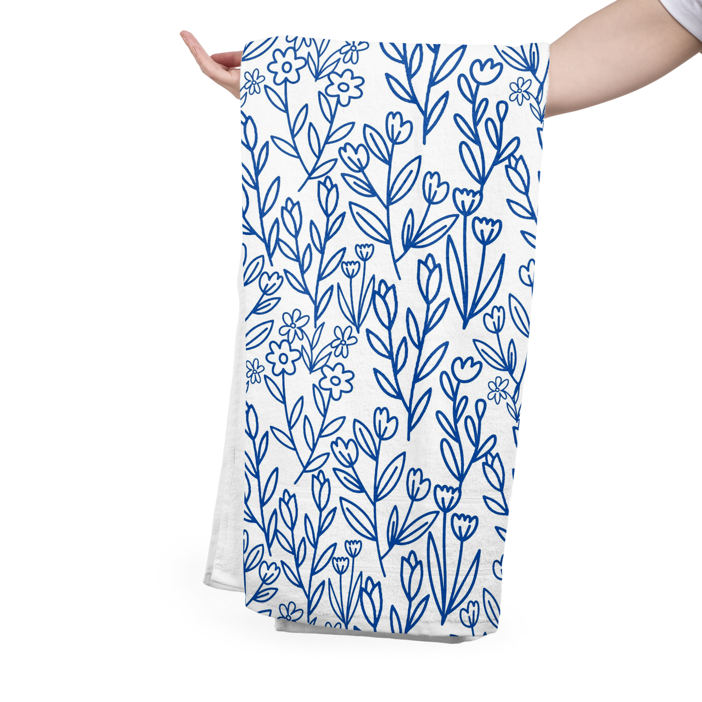 FS024 Blue Line Art Floral Seamless Pattern JPG PNG
