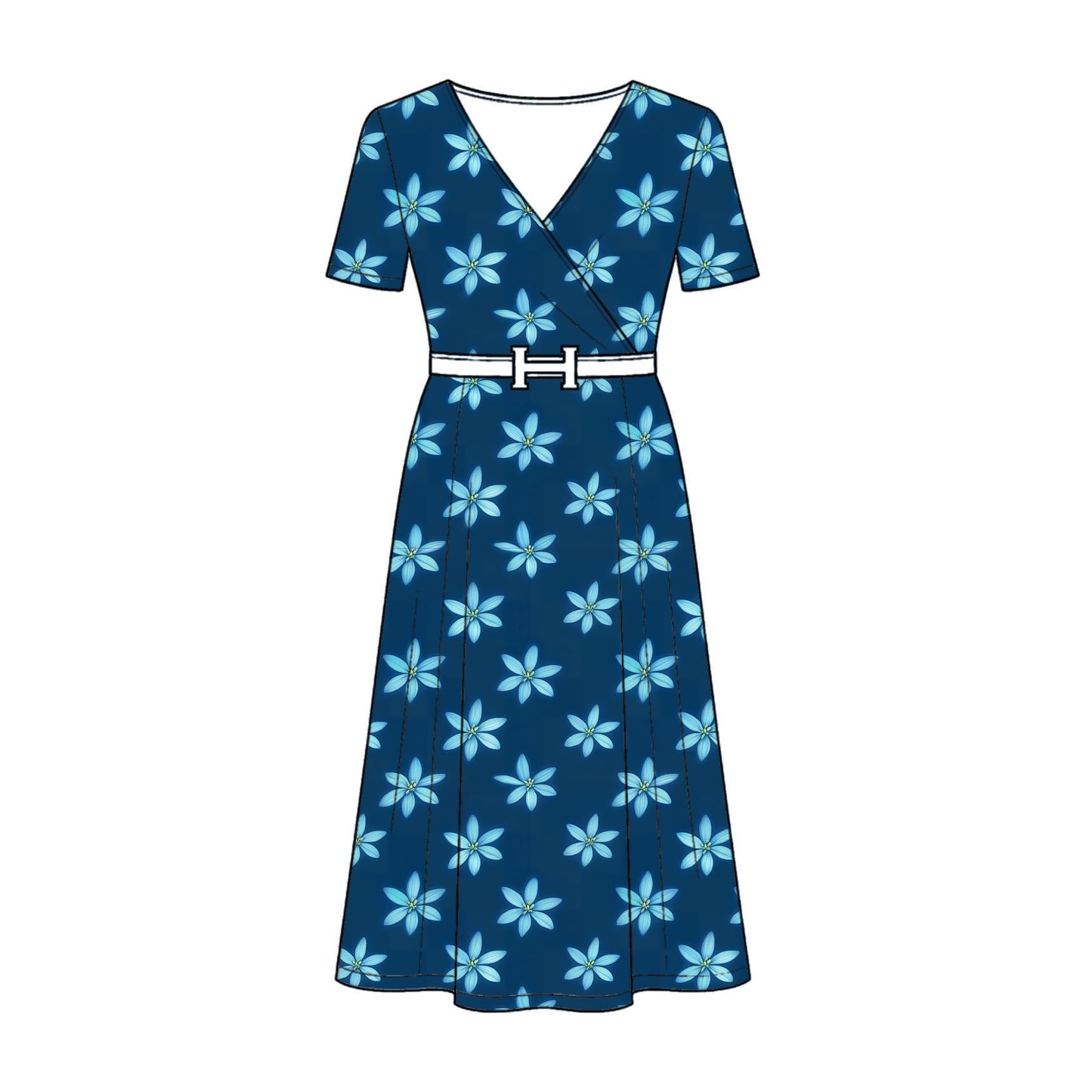 FS075 Blue Floral Cotton Printed Fabric