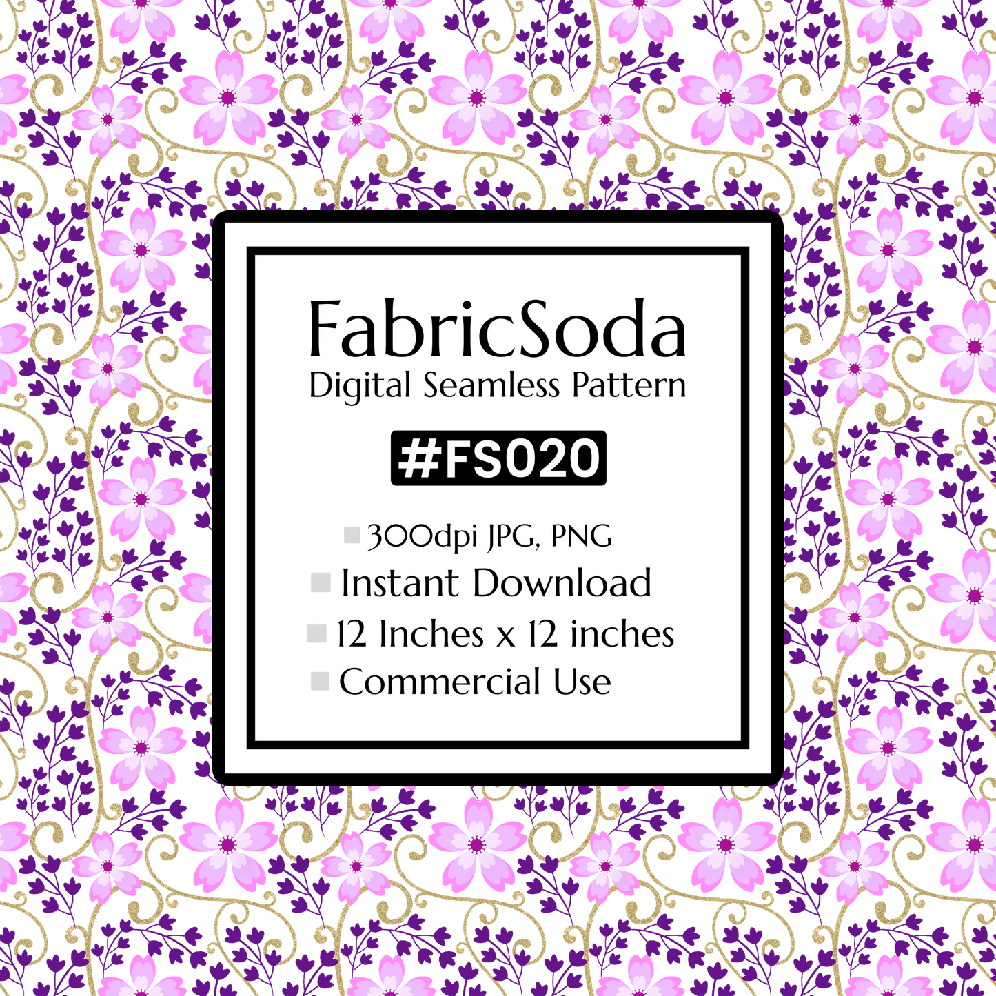 FS020 Purple Floral Seamless Pattern JPG PNG