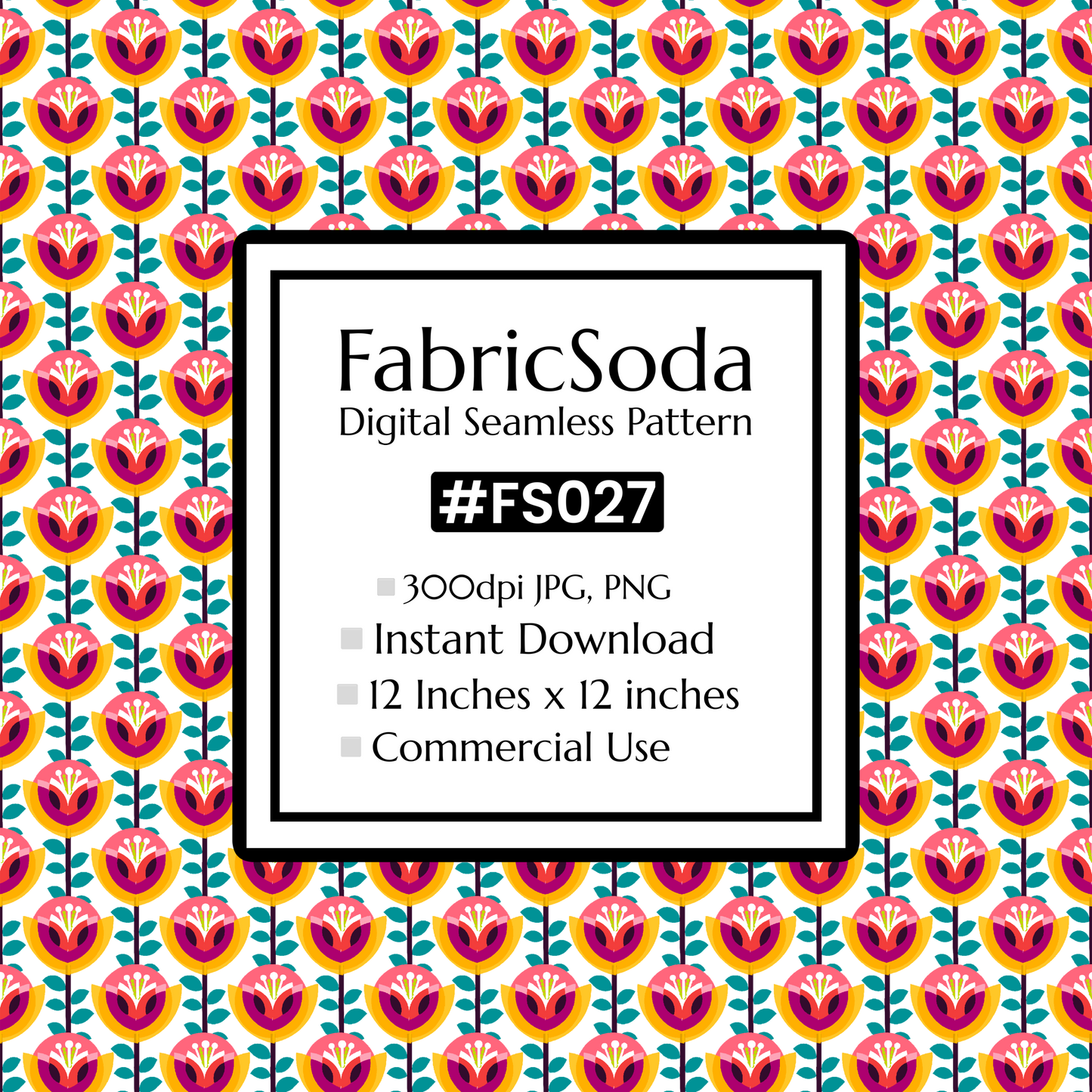 FS027 Beige Geometric Floral Seamless Pattern JPG PNG