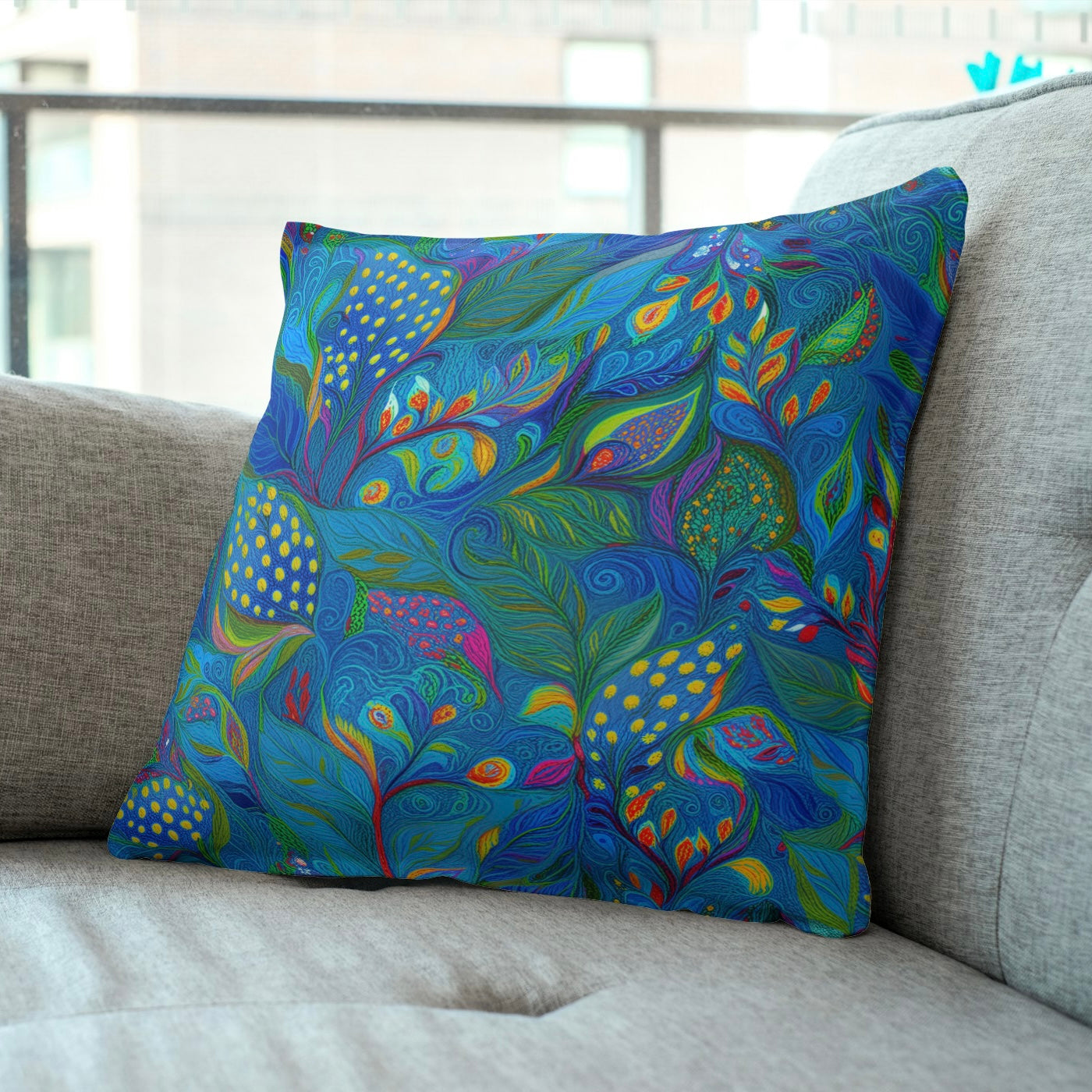 FS072 Blue Abstract Floral Seamless Pattern JPG