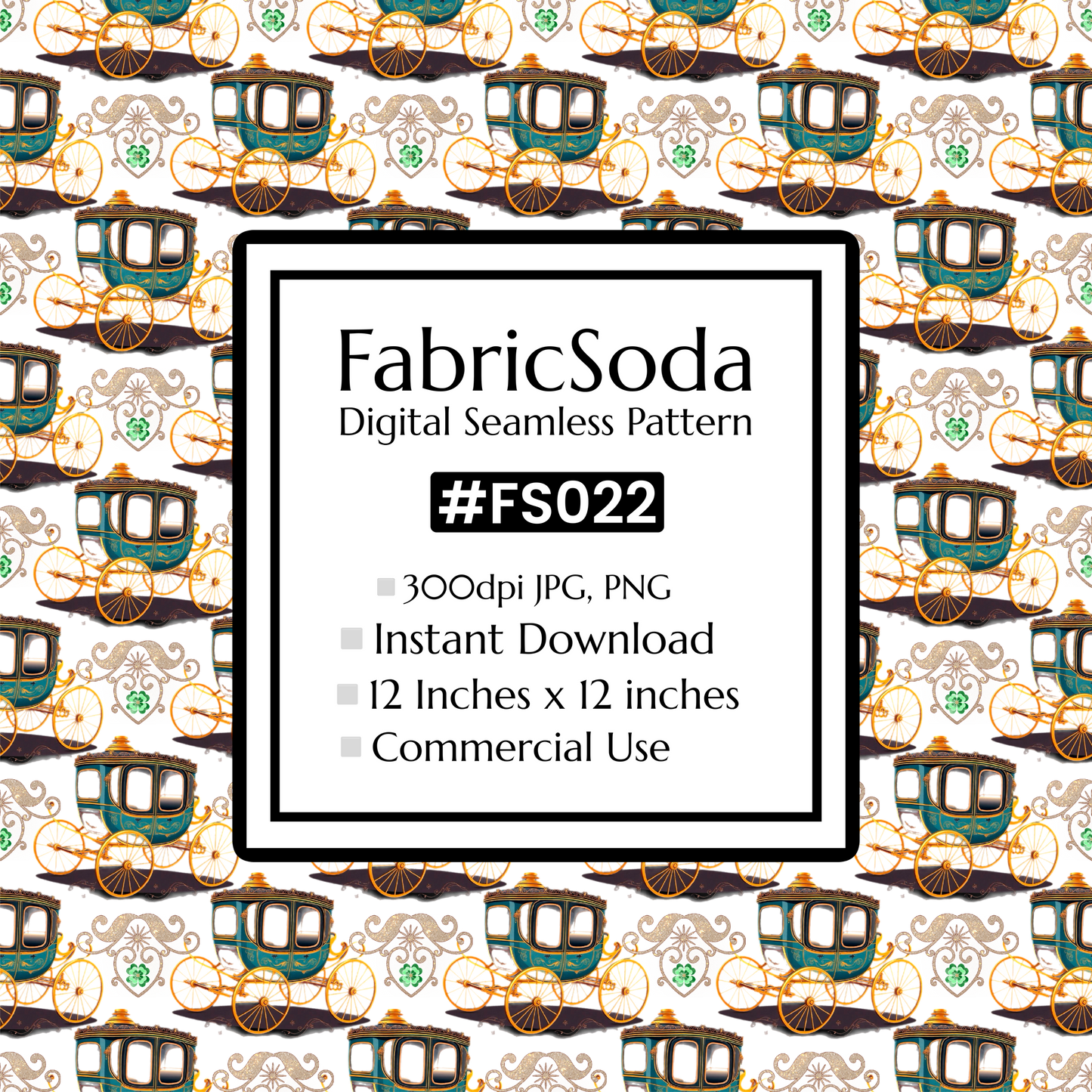 FS022 Luxury Carriage Seamless Pattern JPG PNG