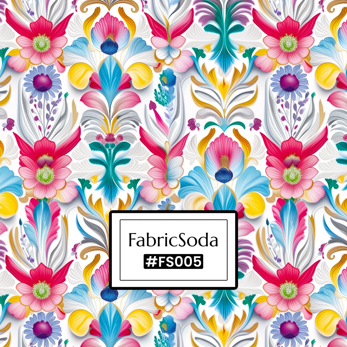 FS005 Abstract Floral Cotton Printed Fabric