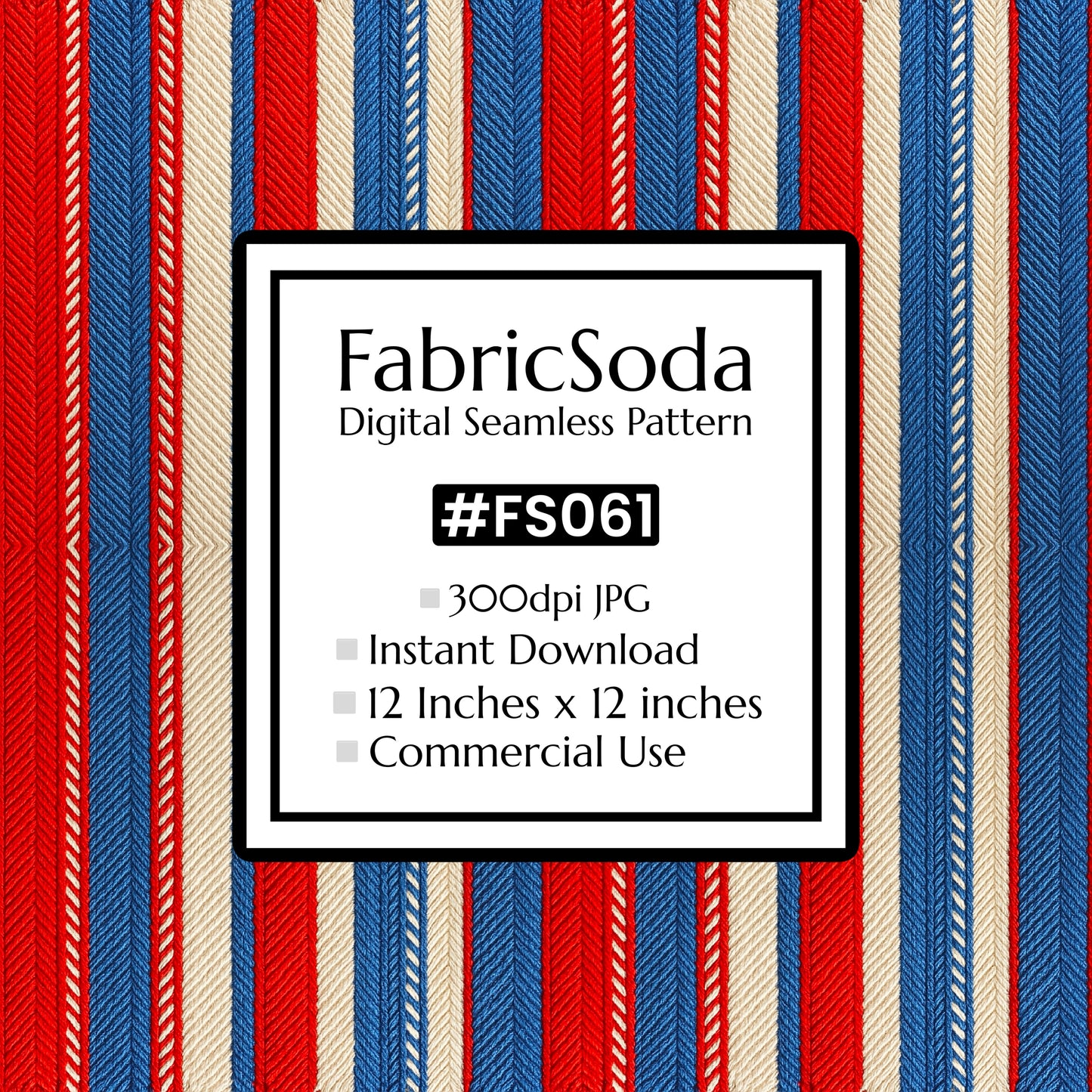 FS061 Red White Blue Embroidery Effect Striped Seamless Pattern JPG