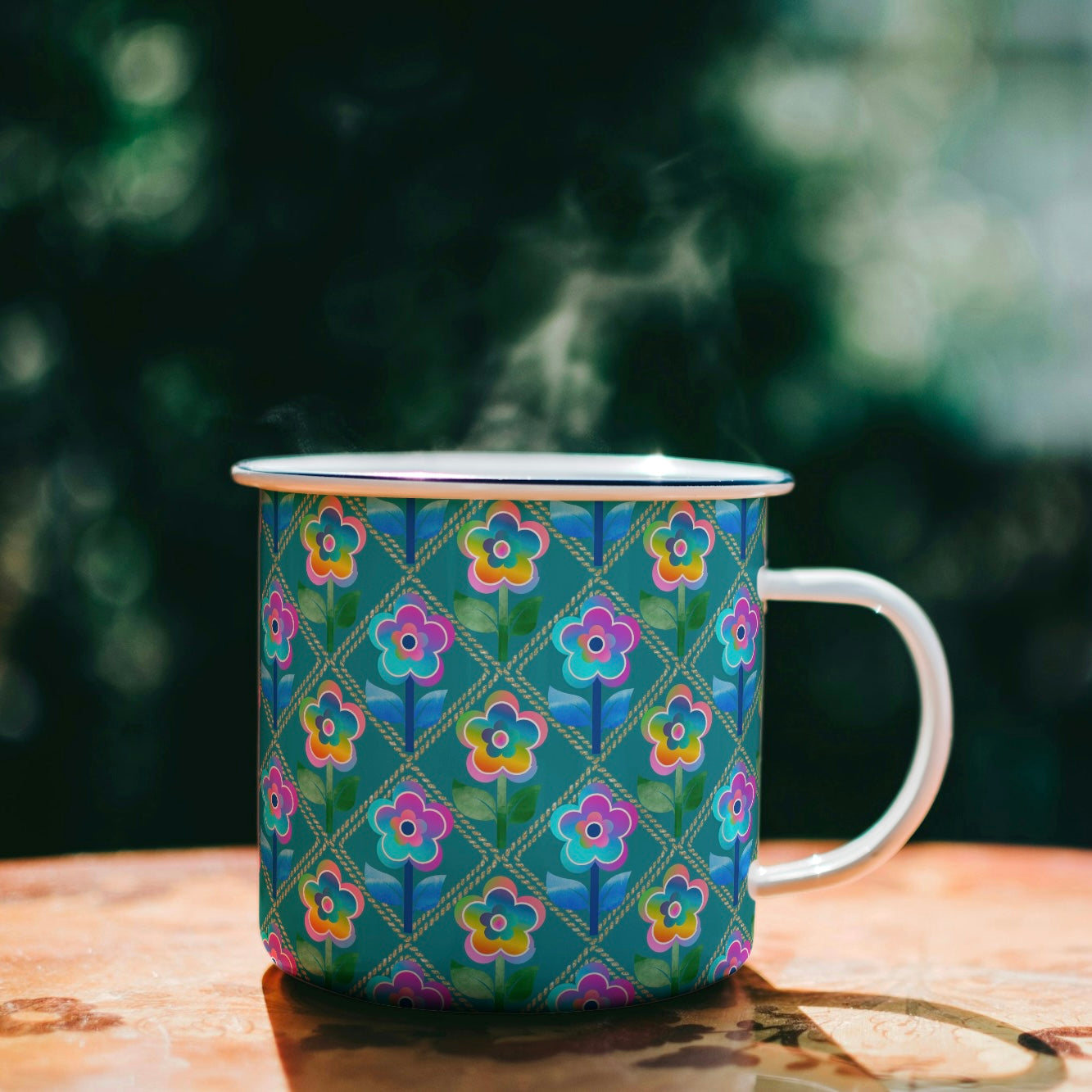 FS021 Blue Green Watercolour Floral Seamless Pattern JPG PNG