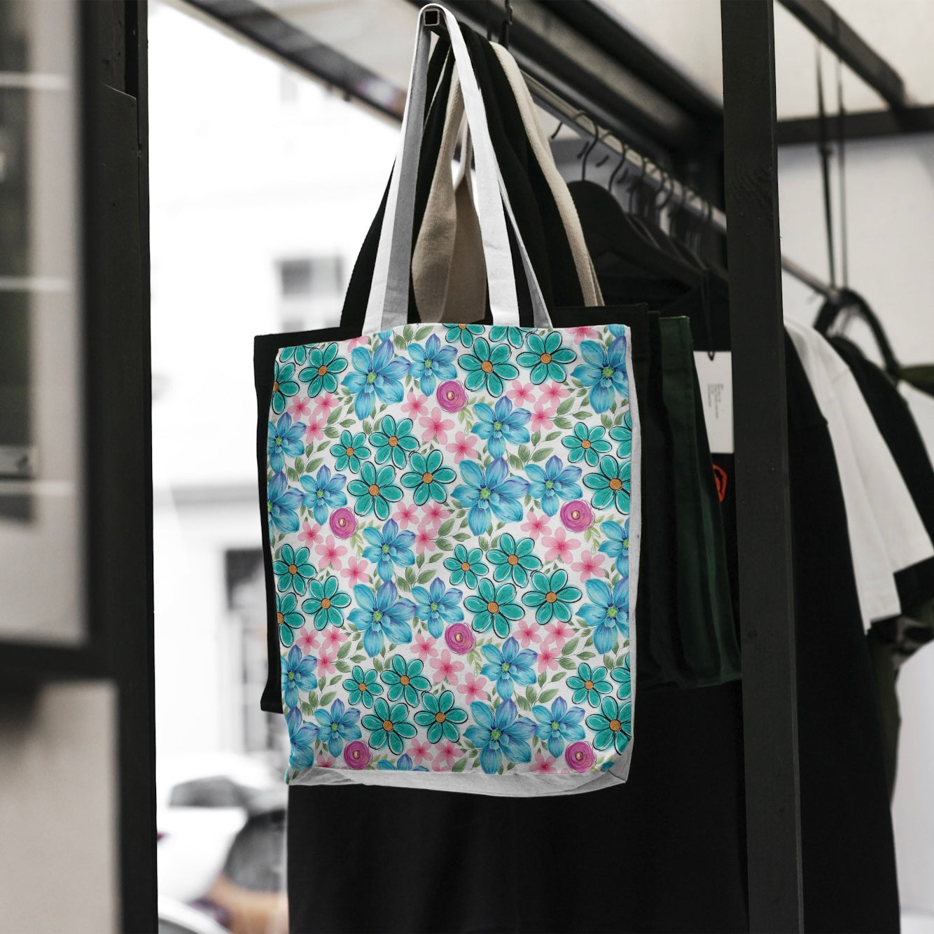 FS025 Blue Watercolour Floral Seamless Pattern JPG PNG