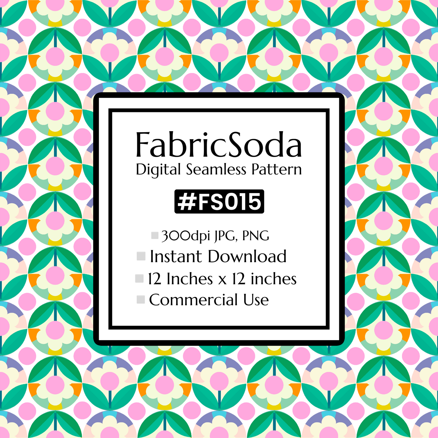 #FS015 Green Geometric Seamless Pattern JPG PNG