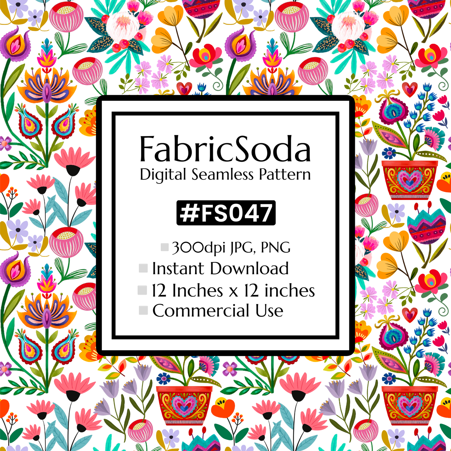 FS047 Wildflower floral Seamless Pattern JPG PNG