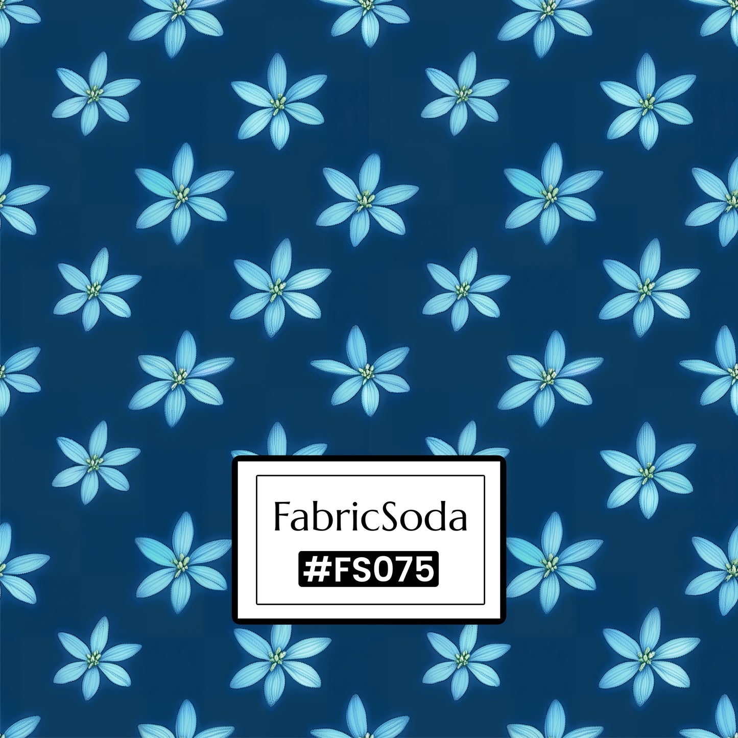 FS075 Blue Floral Cotton Printed Fabric