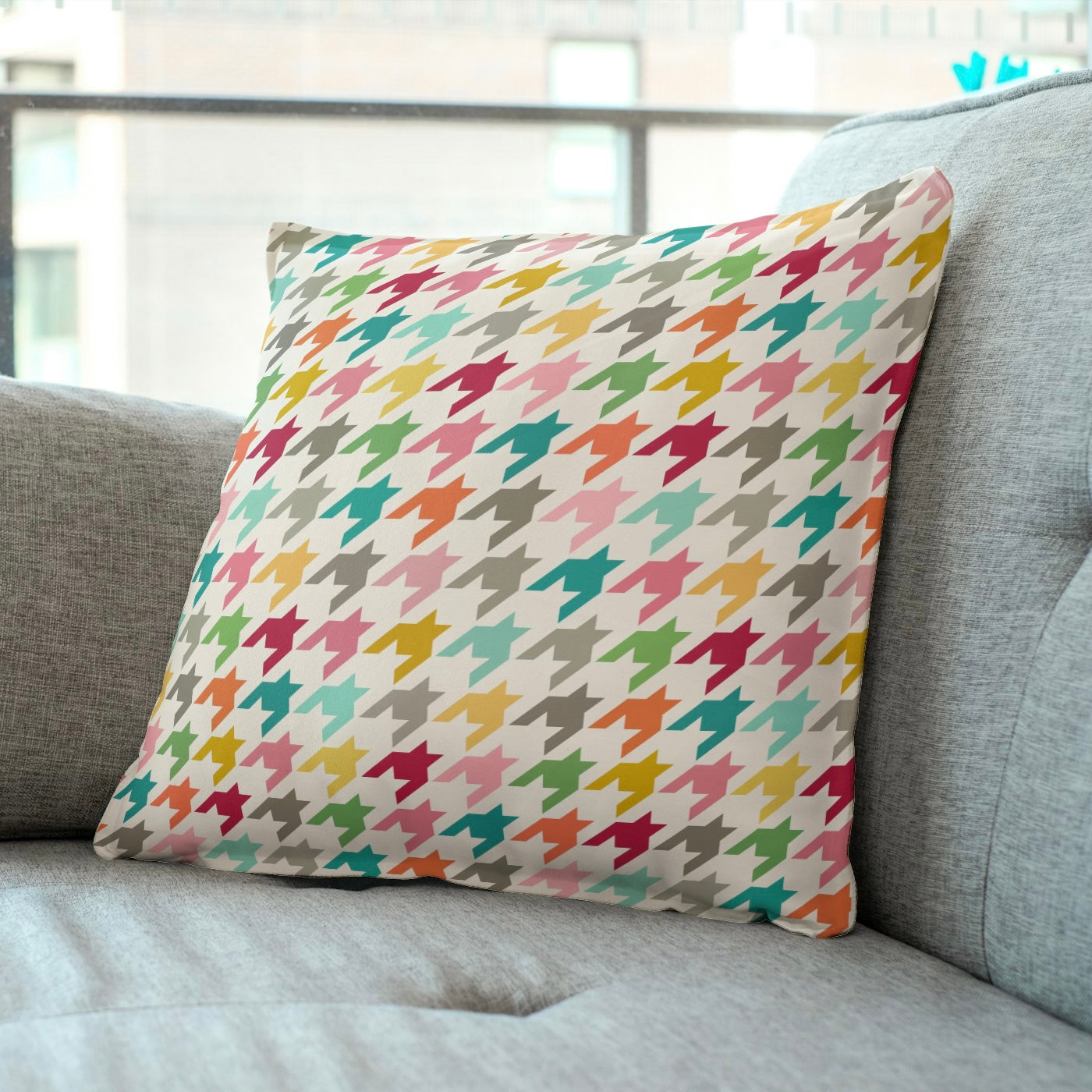 FS073 Multicolour Houndstooth Cotton Printed Fabric