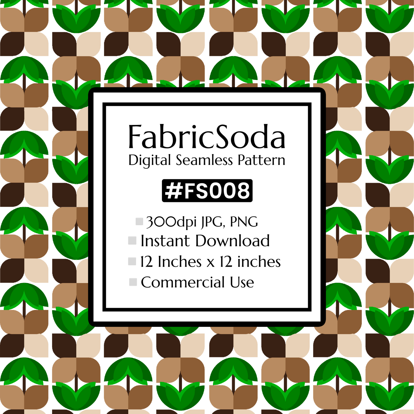 #FS008 Green Geometric Seamless Pattern JPG PNG