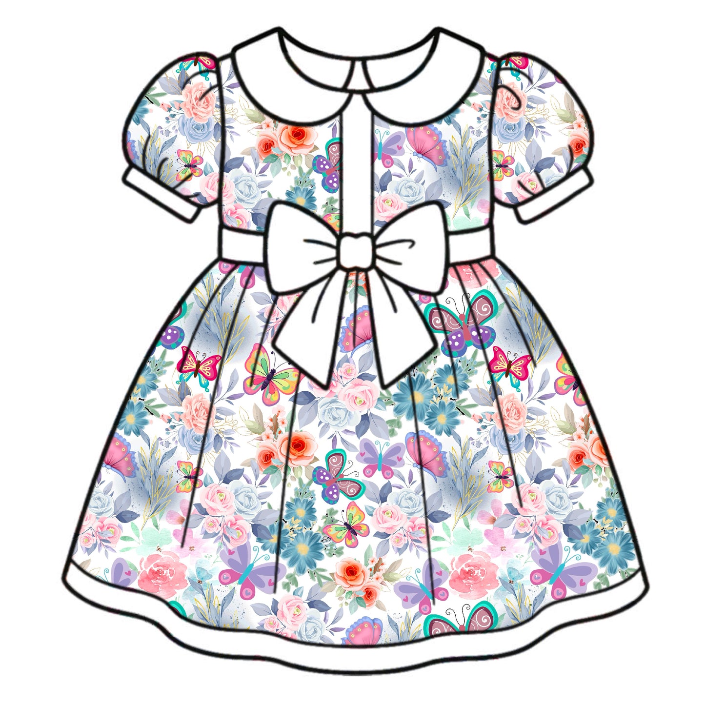 FS009 Watercolour Butterfly Cotton Printed Fabric