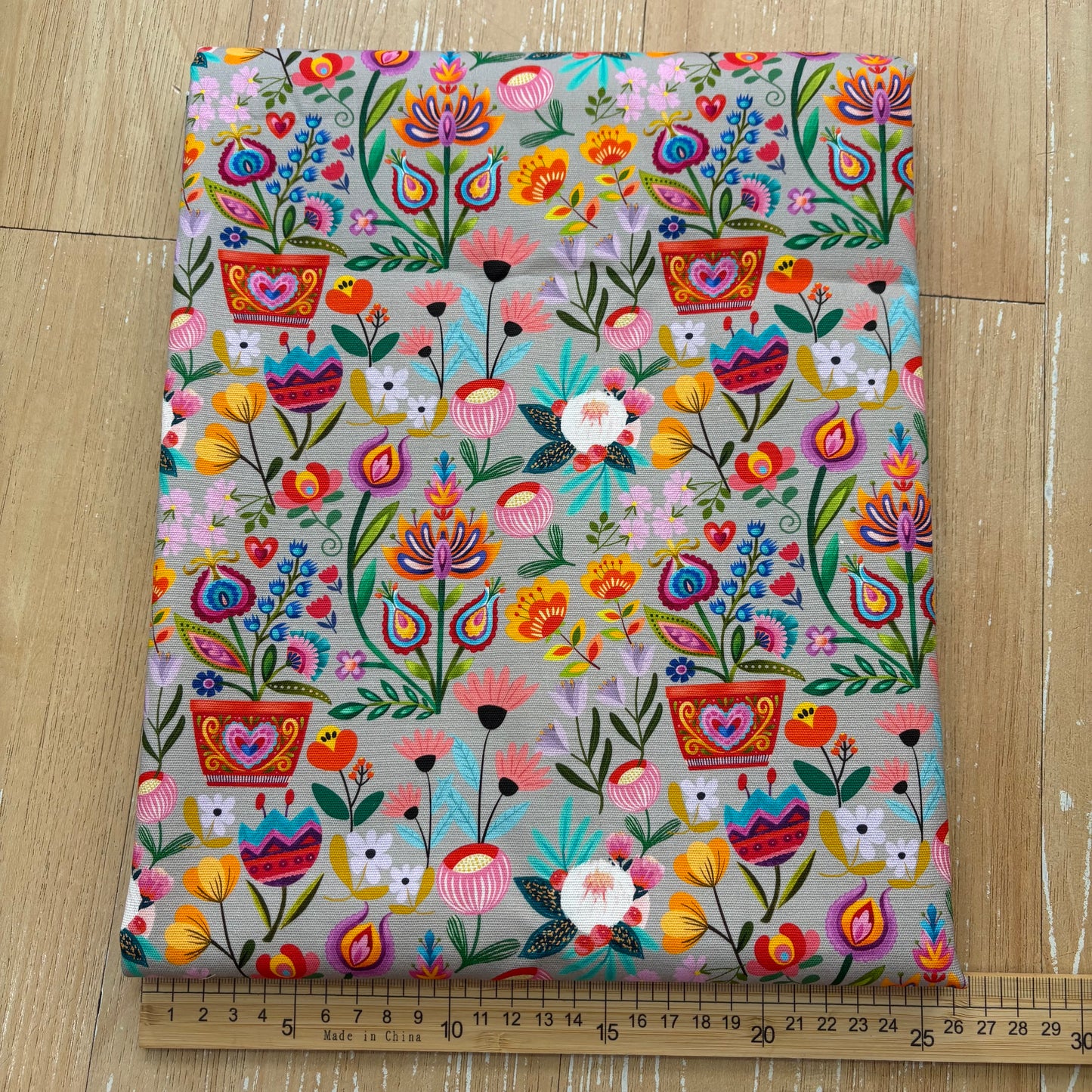 FS047 Beige Wildflower Cotton Printed Fabric