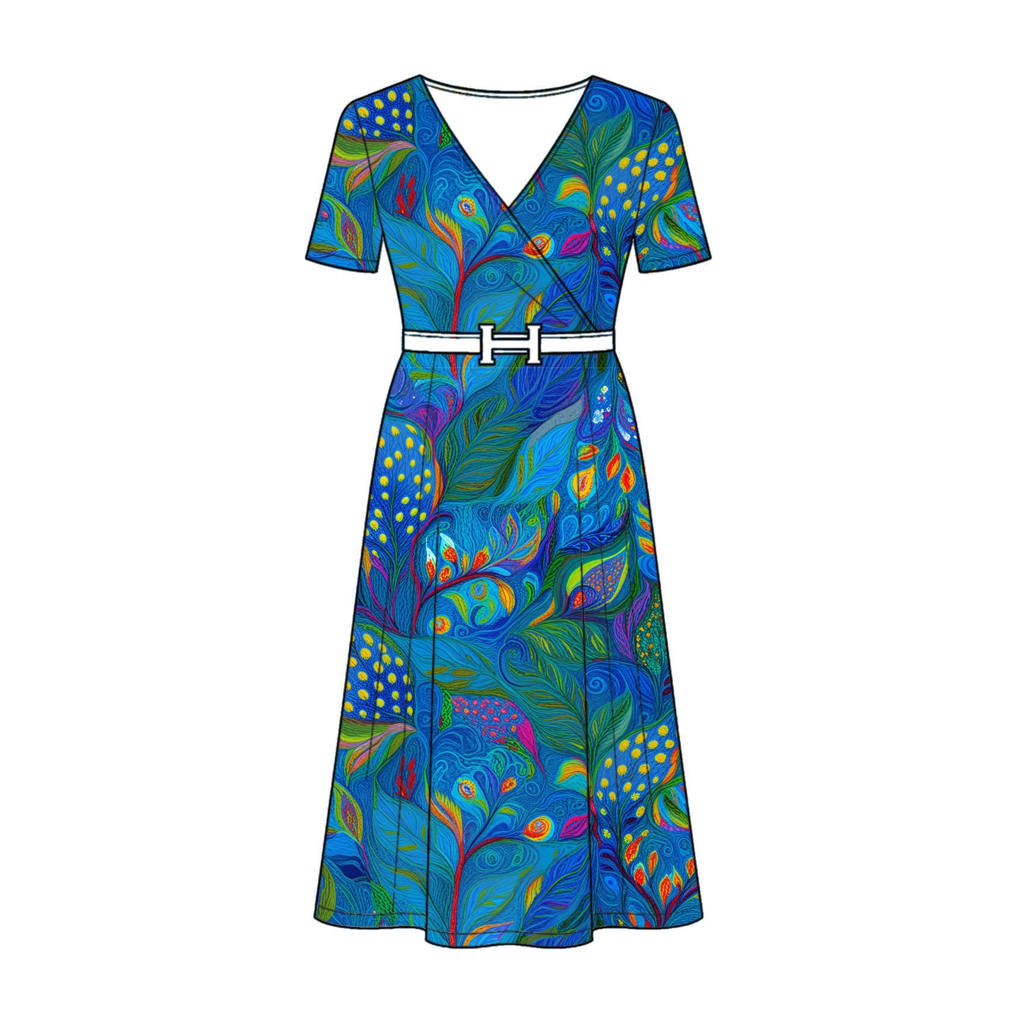 FS072 Blue Abstract Floral Seamless Pattern JPG