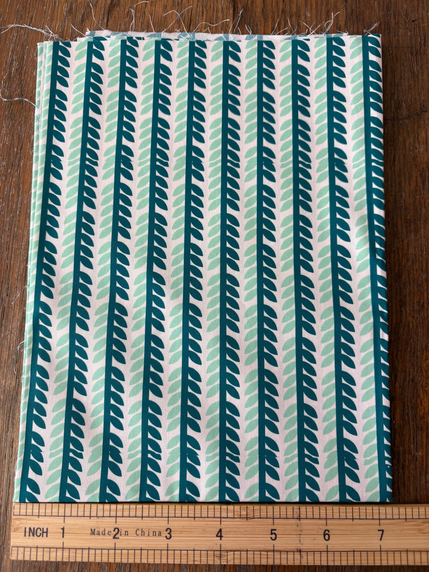 FS030 Green Leaves Geometric Cotton Fabric