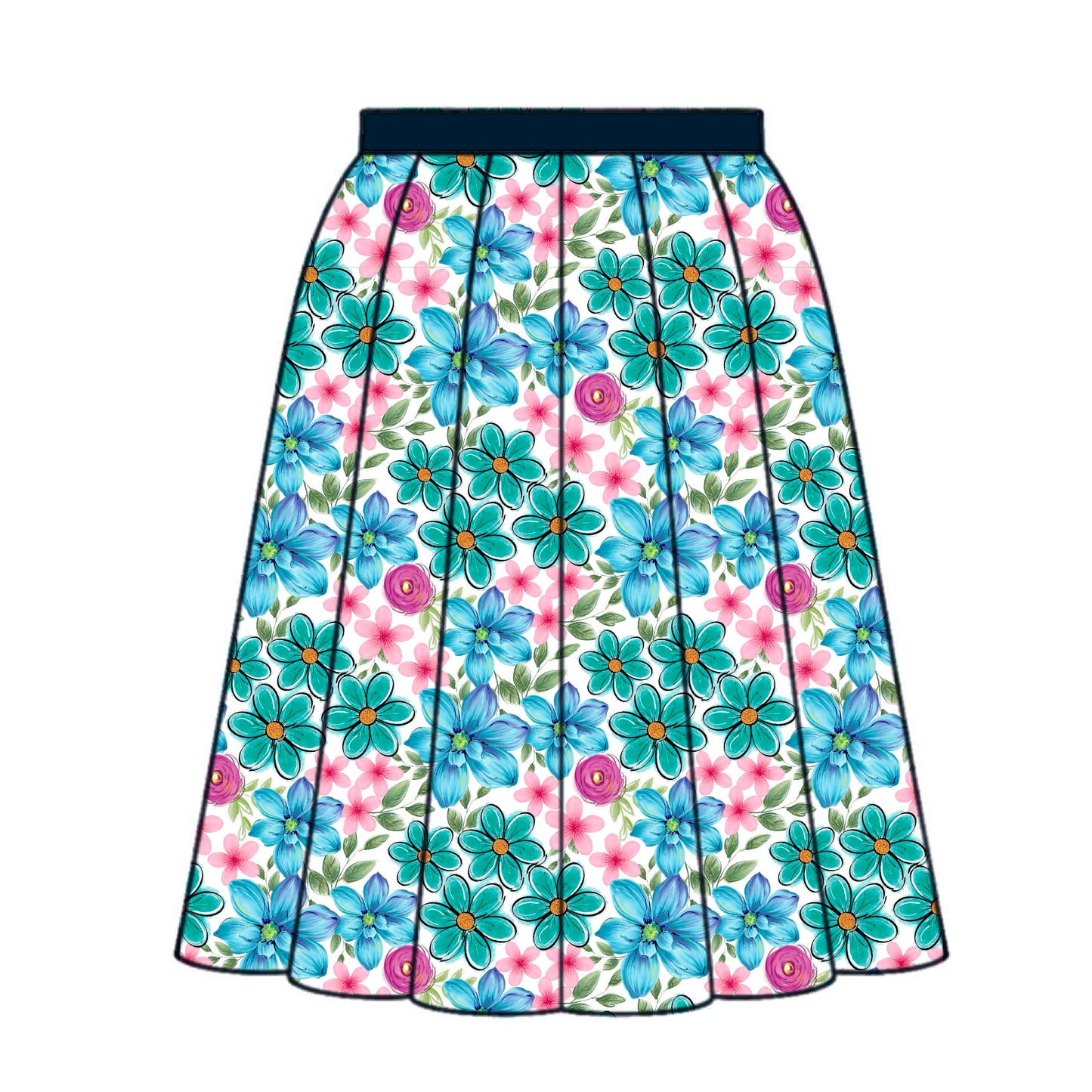 FS025 Watercolour Blue Floral Cotton Printed Fabric