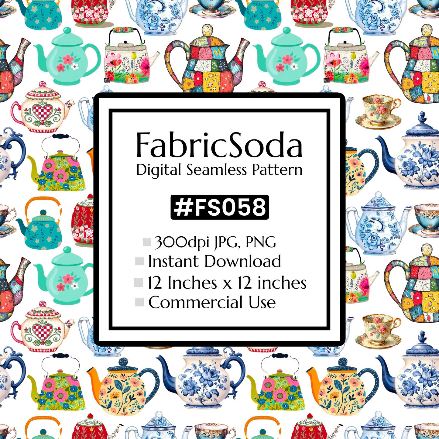 FS058 Teapot Art Abstract Seamless Pattern