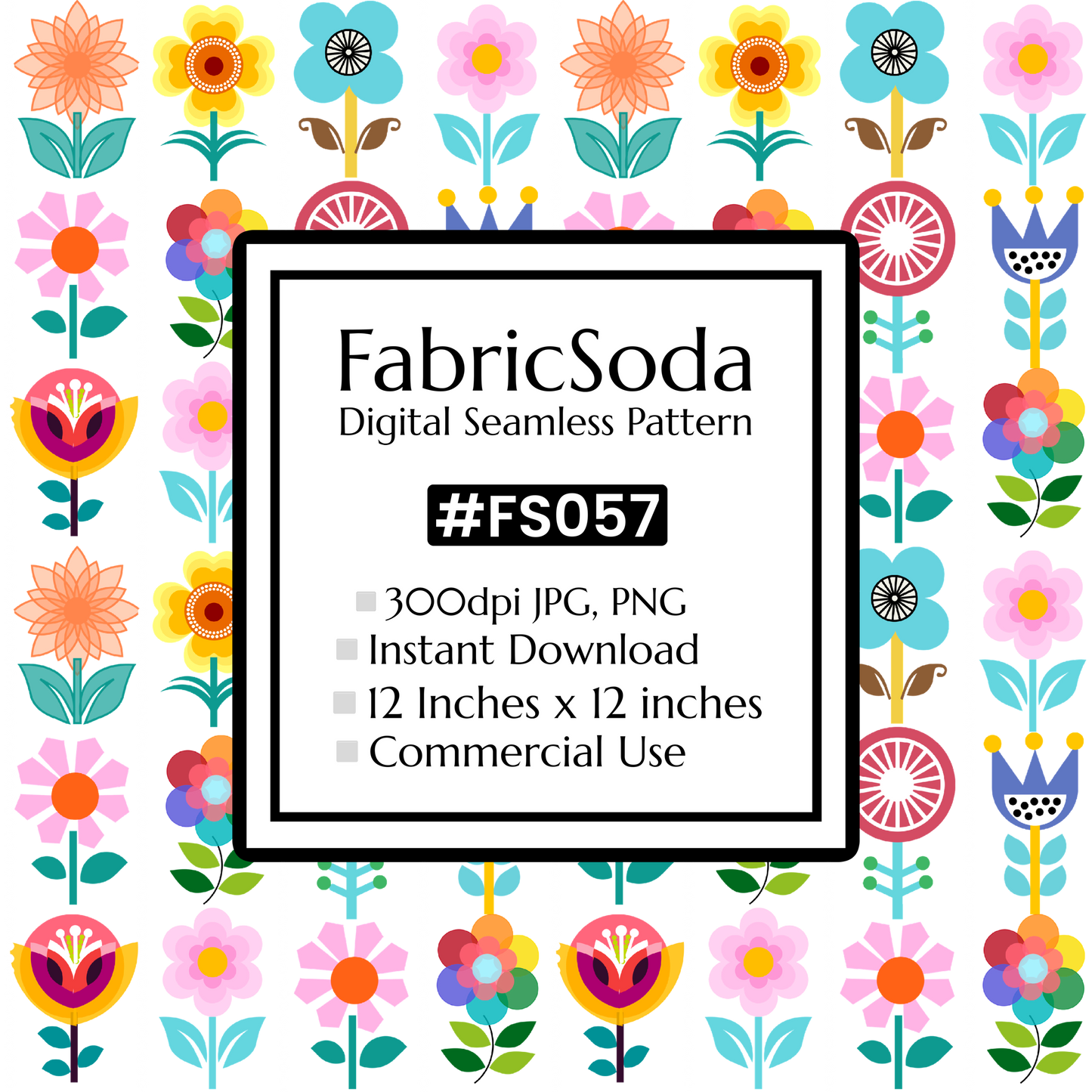 FS057 Floral Striped Seamless Pattern JPG PNG