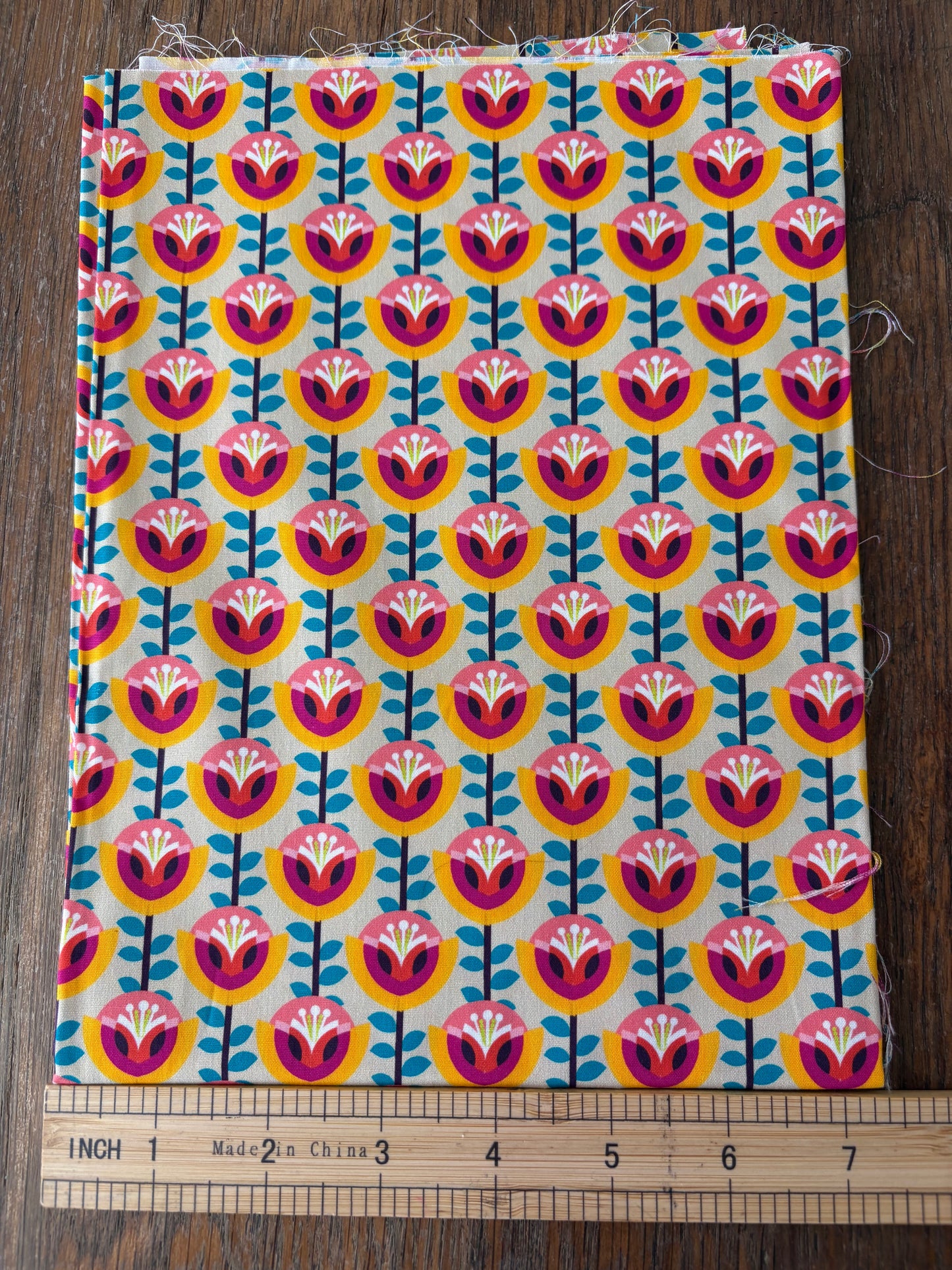 FS027 Beige Geometric Cotton Printed Fabric