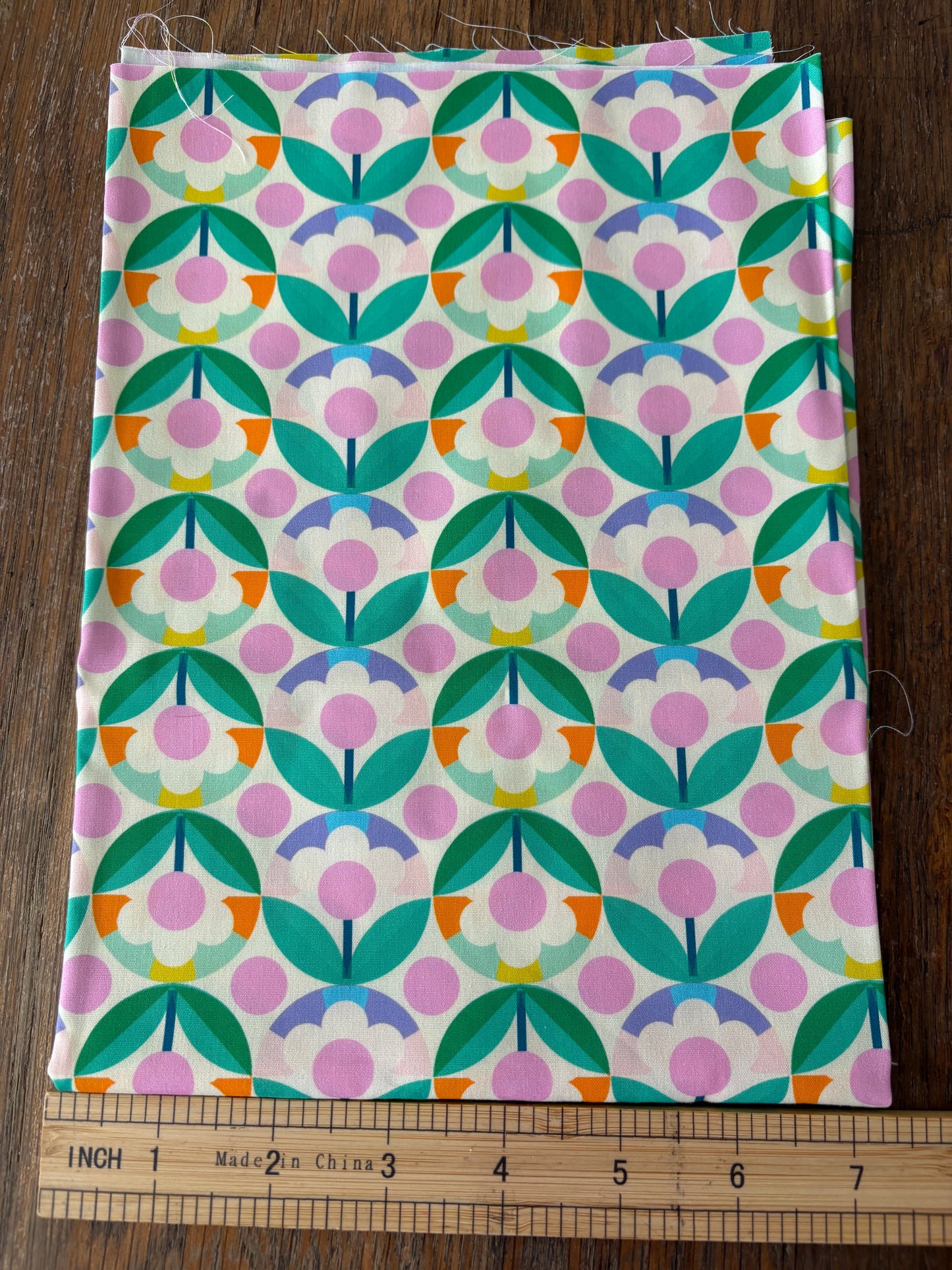 FS015 Green Geometric Floral Cotton Printed Fabric