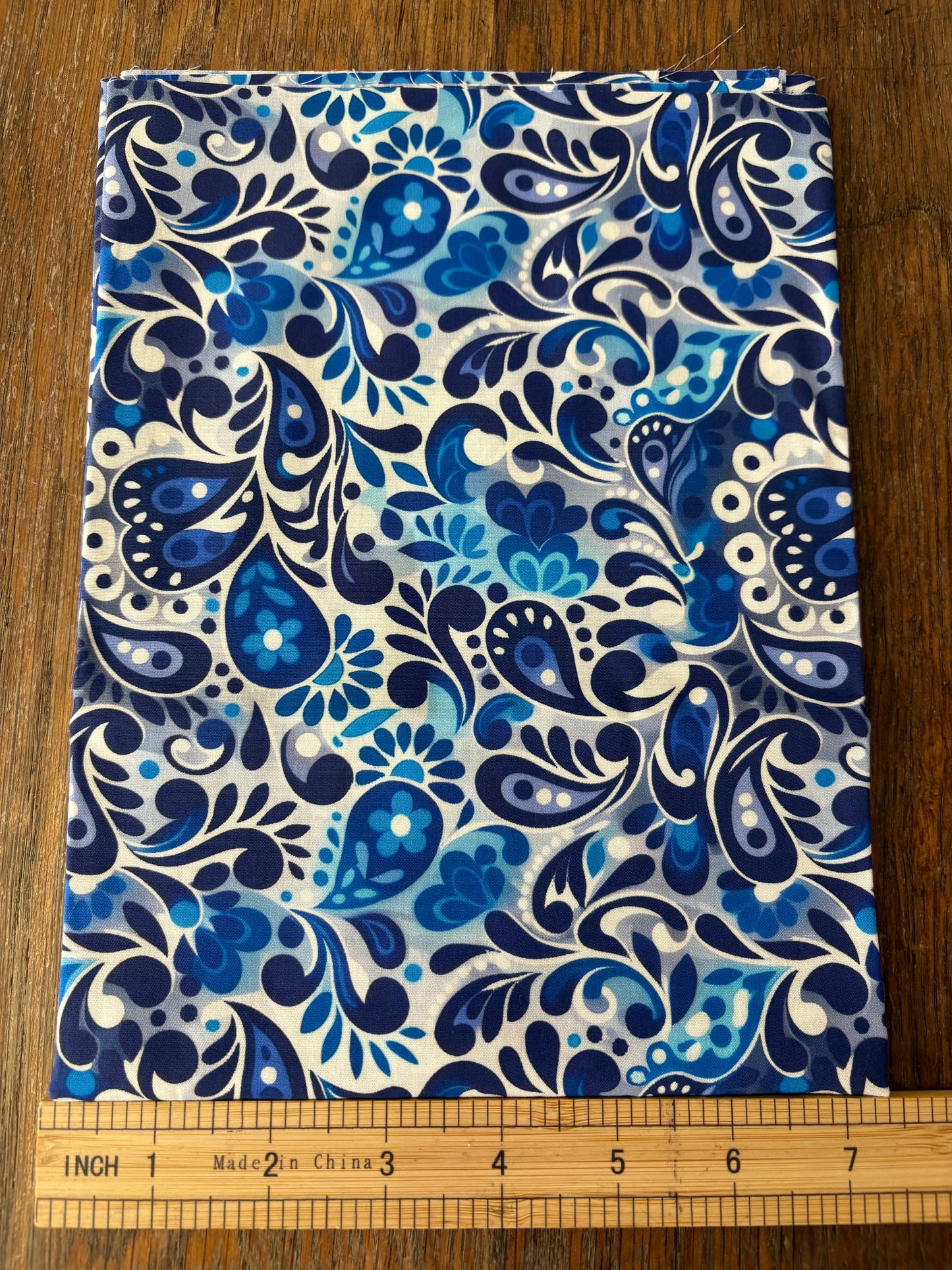 FS010 Blue Paisley Cotton Printed Fabric