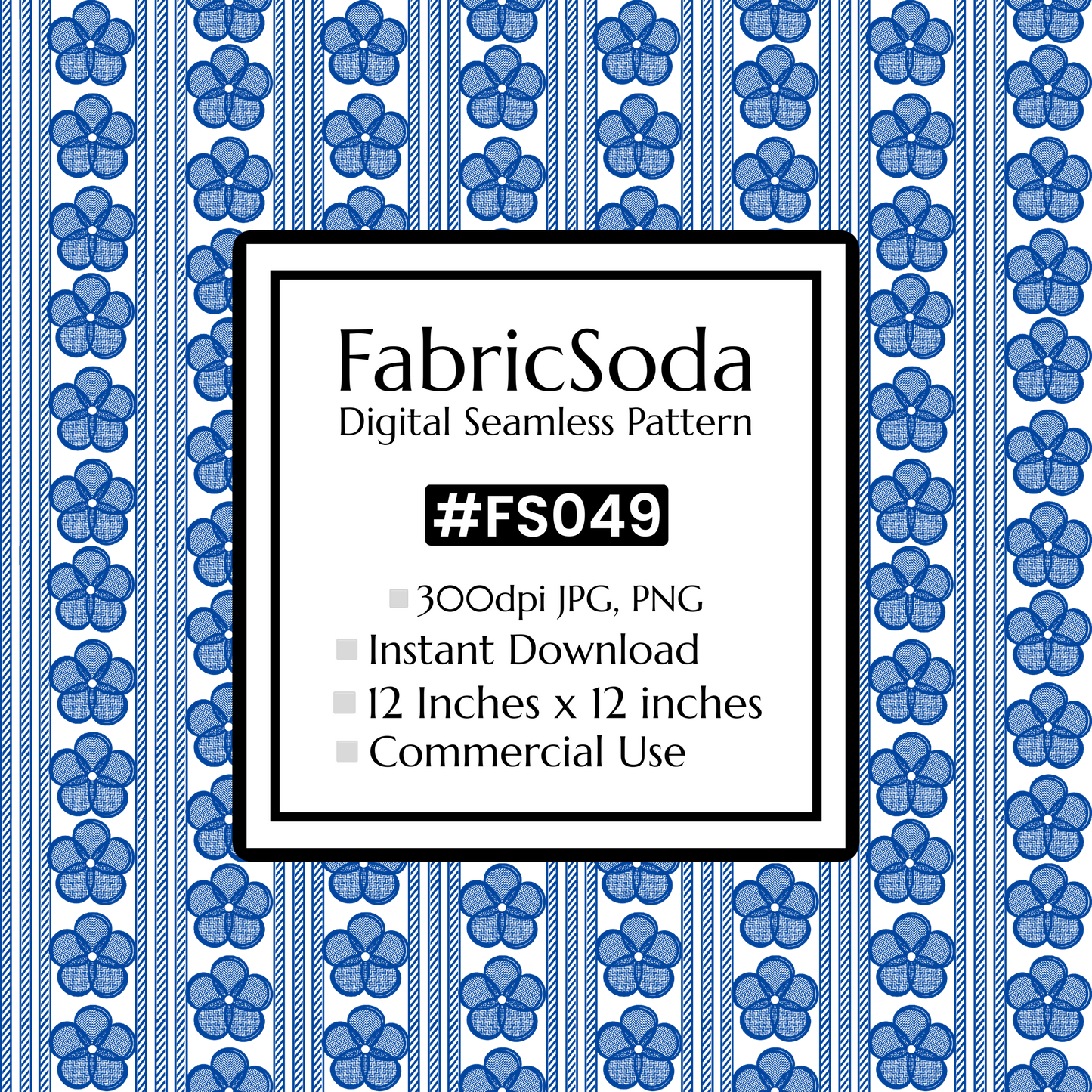 FS049 Blue Lace Floral Seamless Pattern JPG PNG