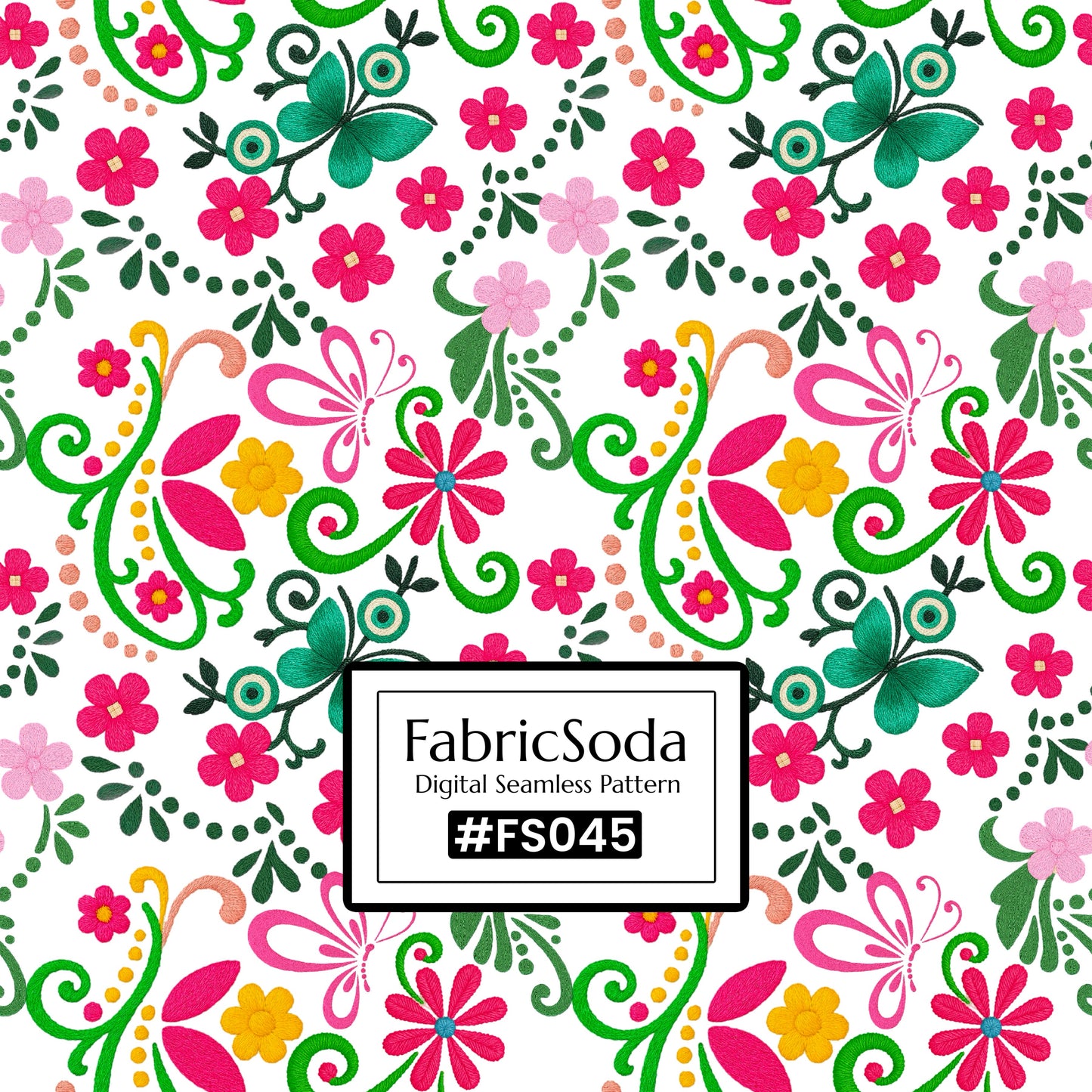 FS045 Folk floral Seamless Pattern JPG PNG