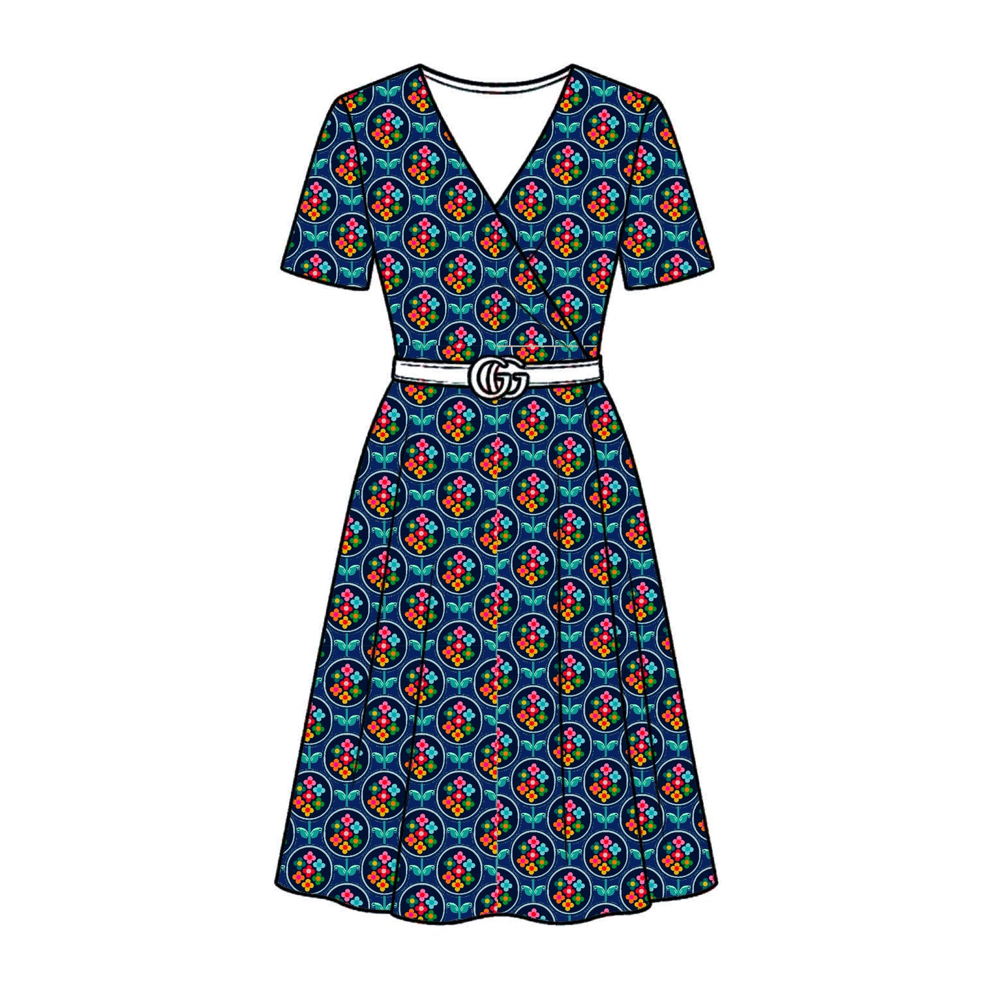FS017 Navy Floral Cotton Printed Fabric