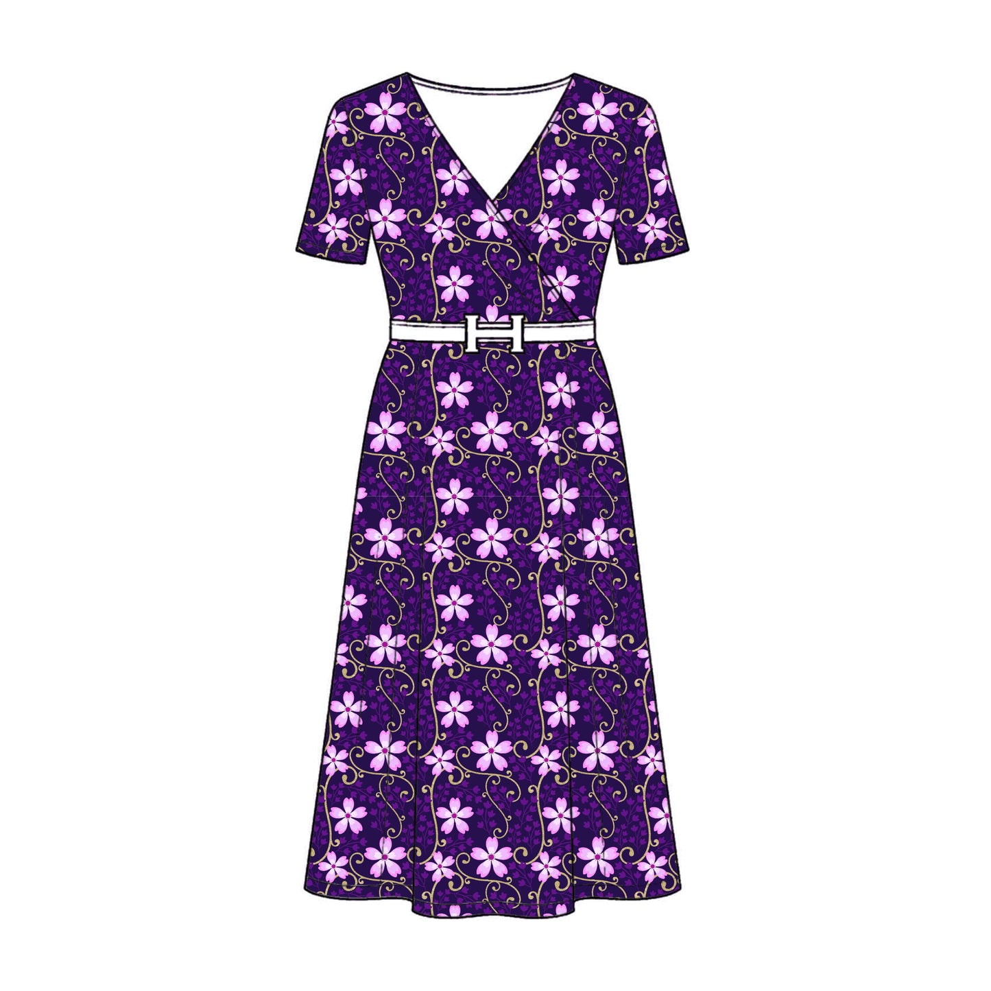 FS020 Purple Floral Cotton Printed Fabric