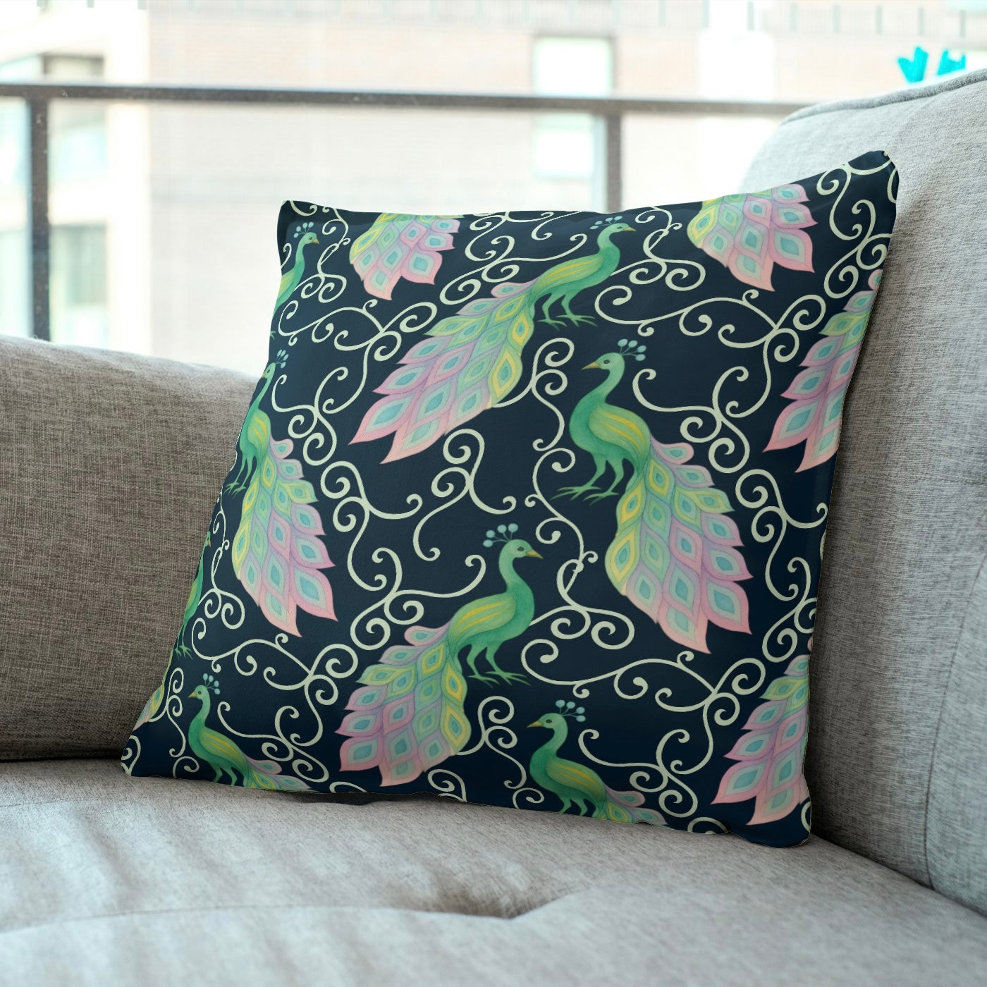 FS050 Green Peacock Seamless Pattern JPG PNG Bird Pattern