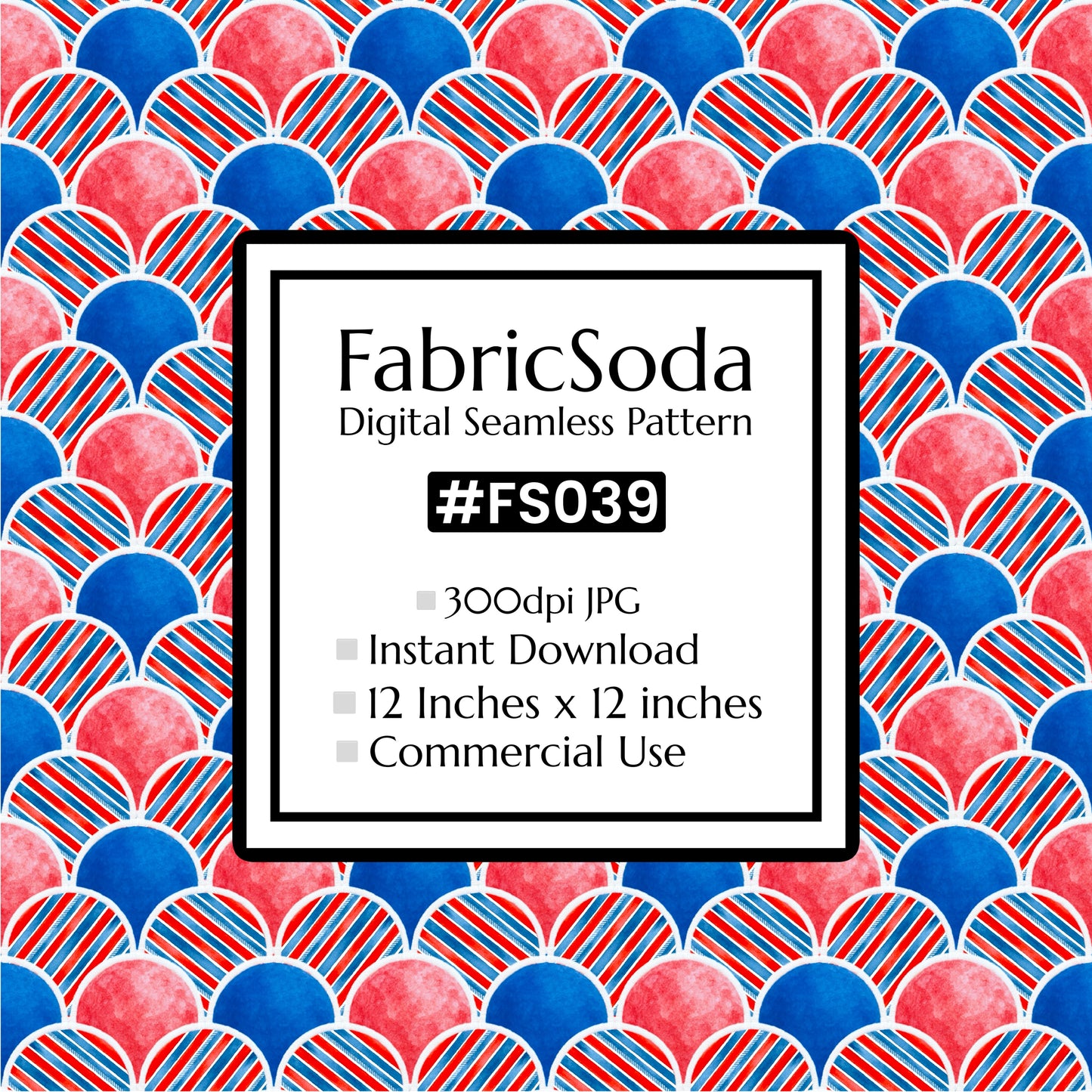 FS039 Red White Blue Japanese Scallops Seamless Pattern JPG