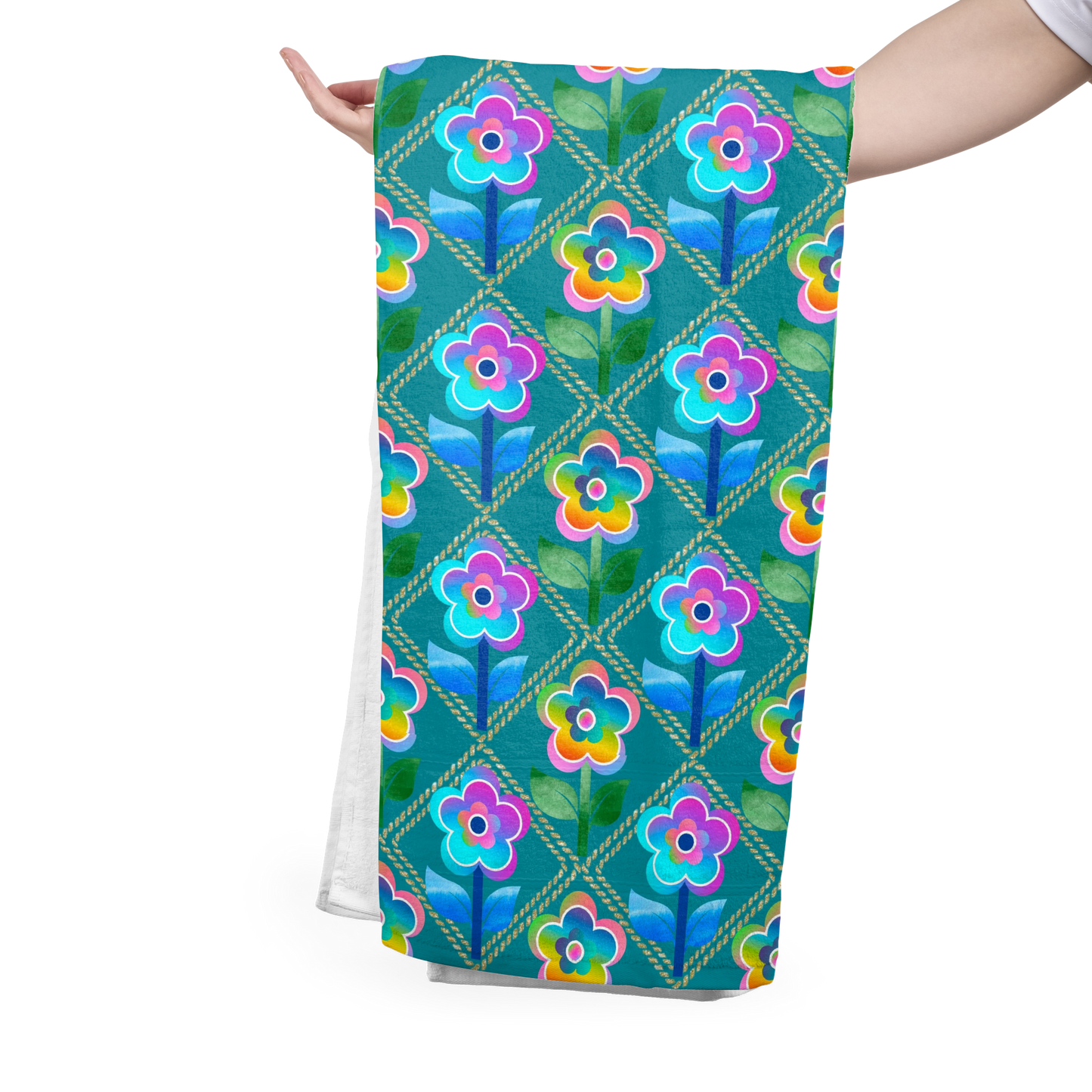 FS021 Blue Green Watercolour Floral Seamless Pattern JPG PNG