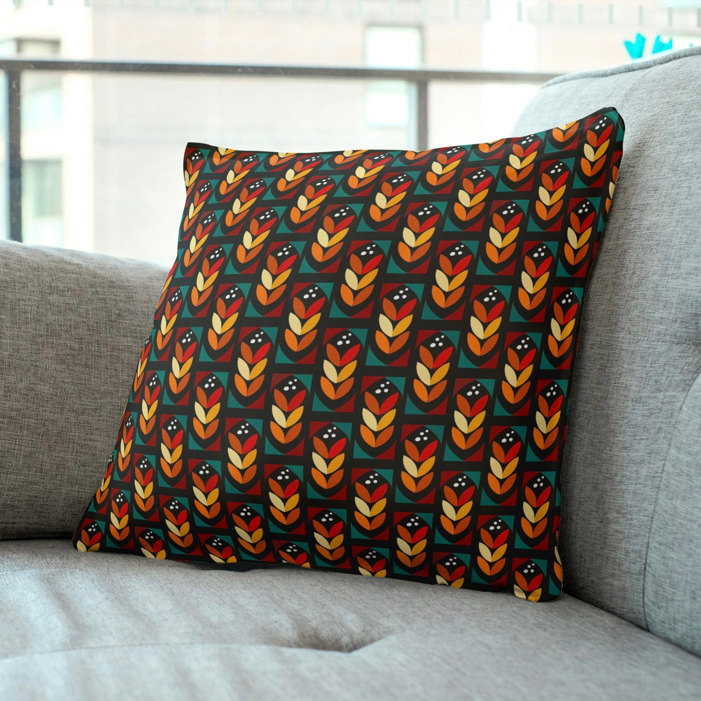 FS037 Brown Geometric Cotton Printed Fabric