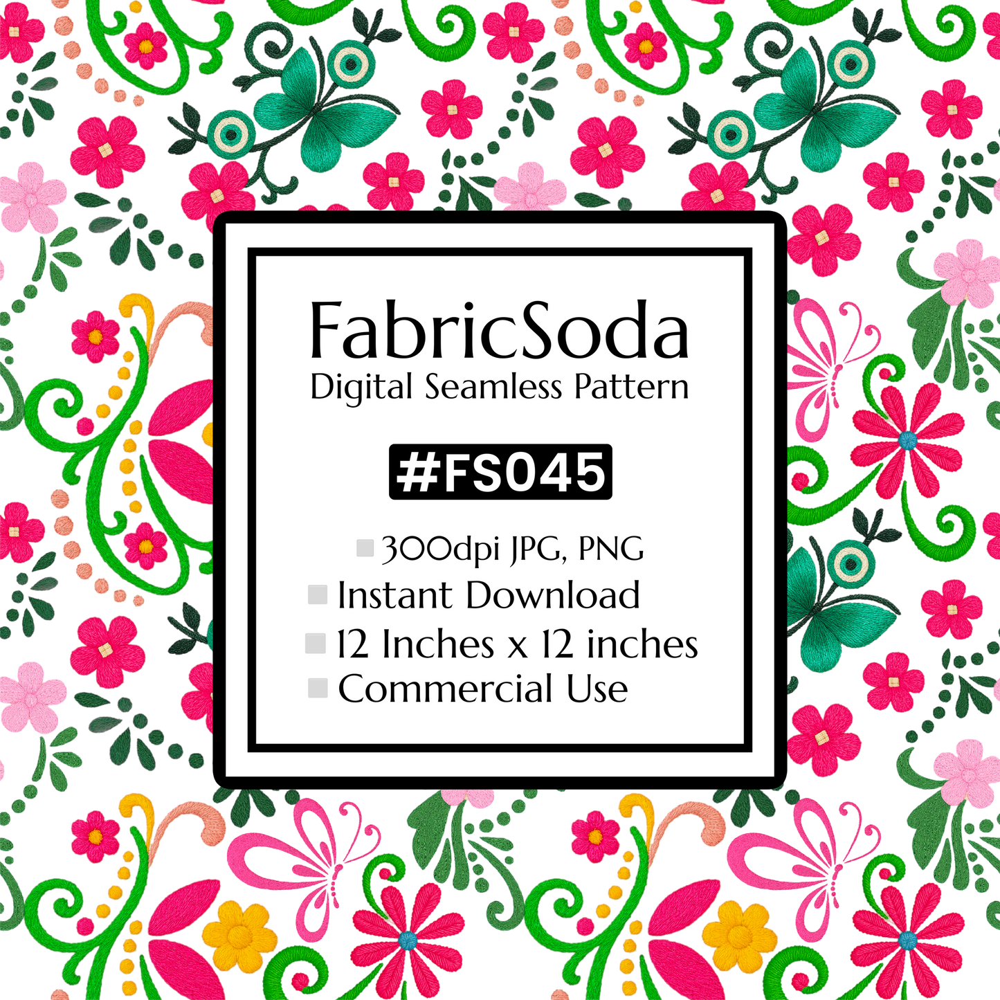 FS045 Folk floral Seamless Pattern JPG PNG