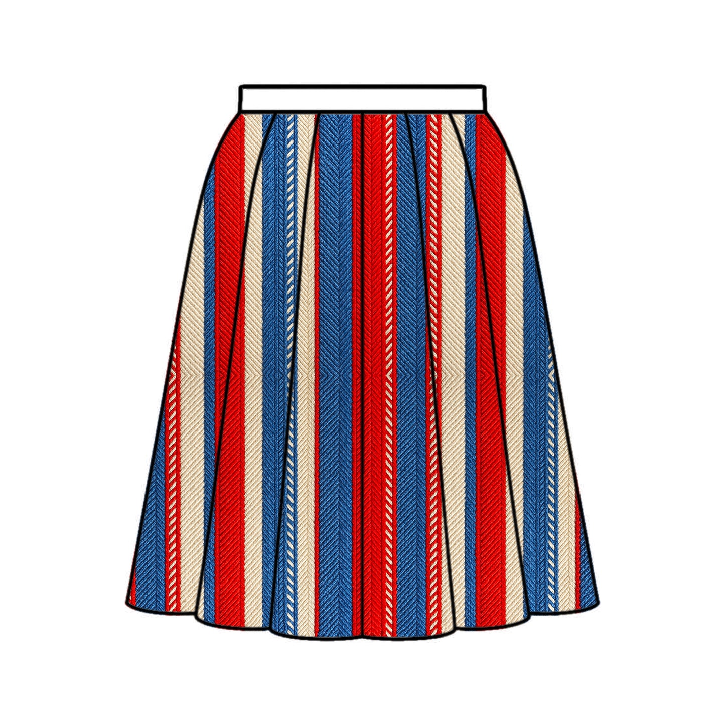 FS061 Red White Blue Embroidery Effect Striped Seamless Pattern JPG