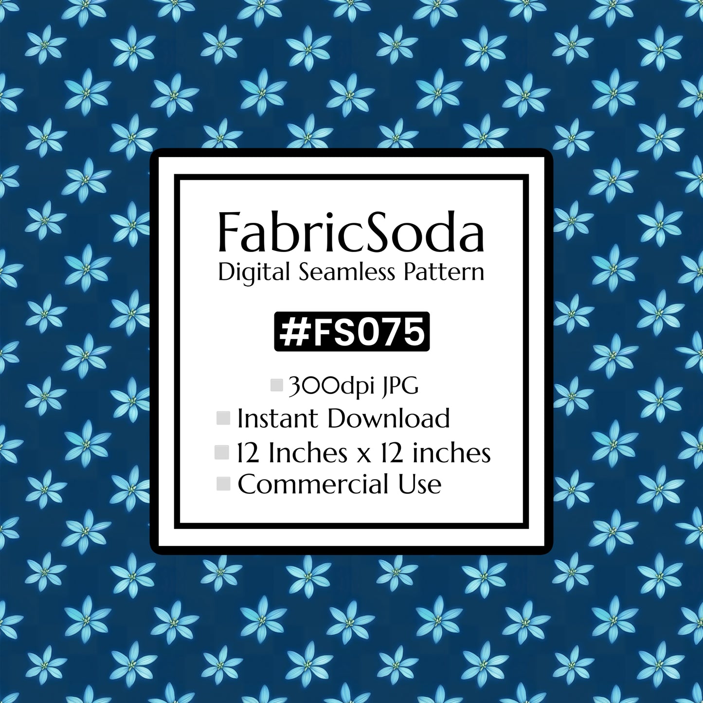 FS075 Blue Floral Seamless Pattern JPG