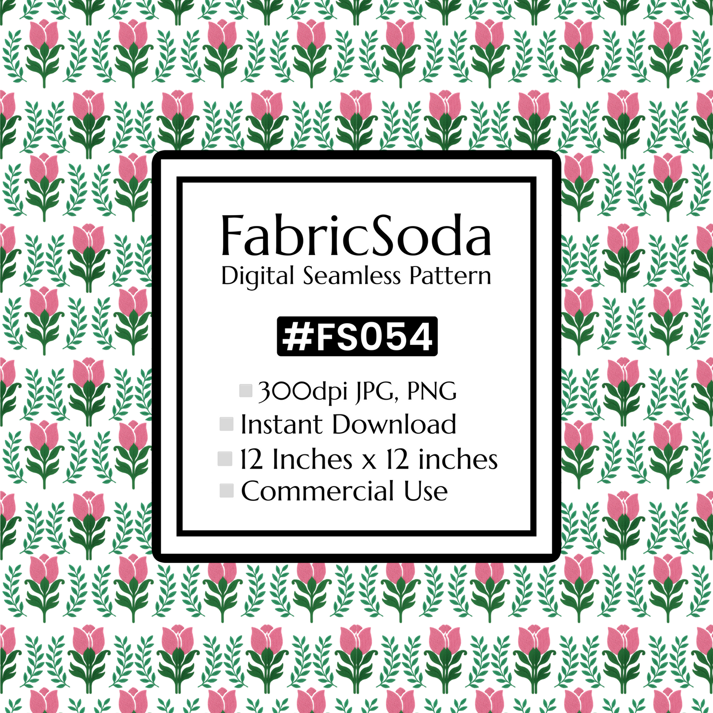 FS054 Green Floral Seamless Pattern JPG PNG