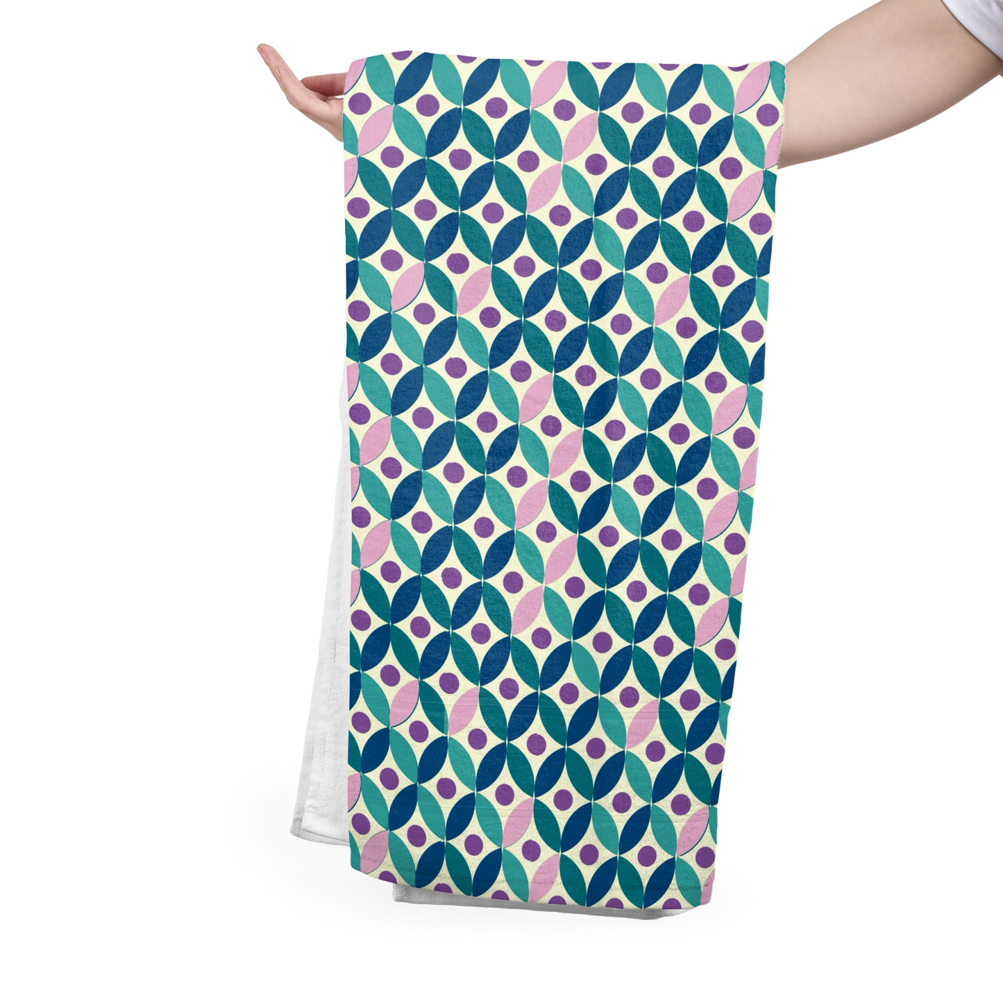 FS081 Pink and Green Geometric Cotton Printed Fabric