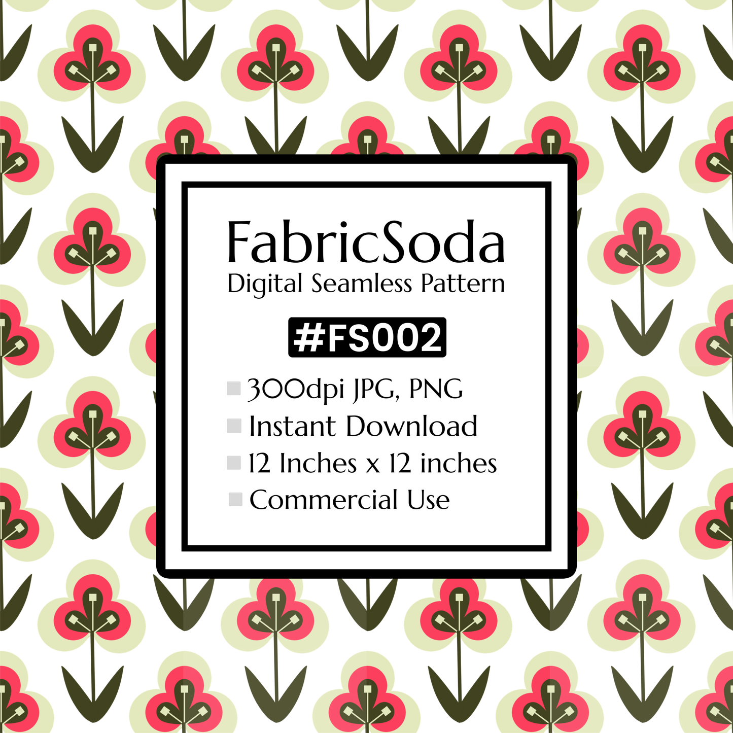 #FS002 Green Floral Seamless Pattern JPG PNG