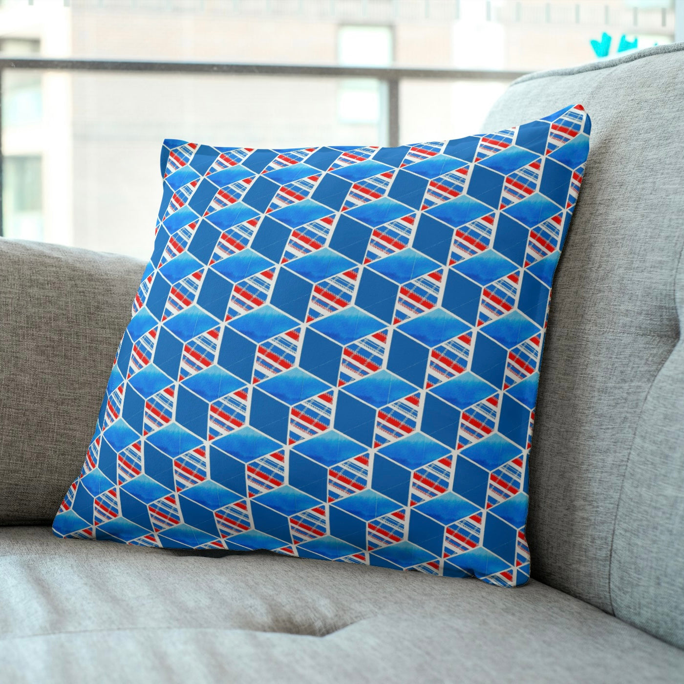 FS041 Blue Cube Geometric Seamless Pattern JPG