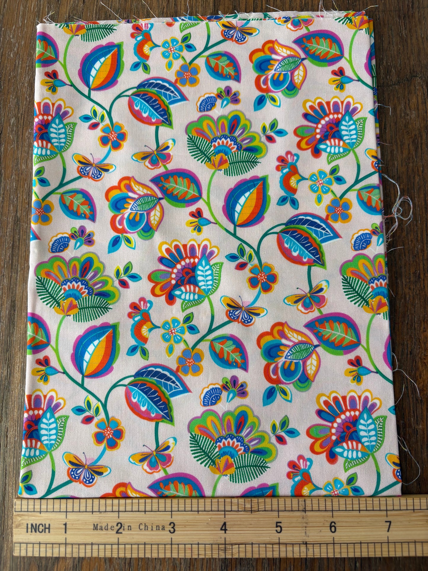 FS007 Beige Exquisite Floral Cotton Printed Fabric Cotton Canvas